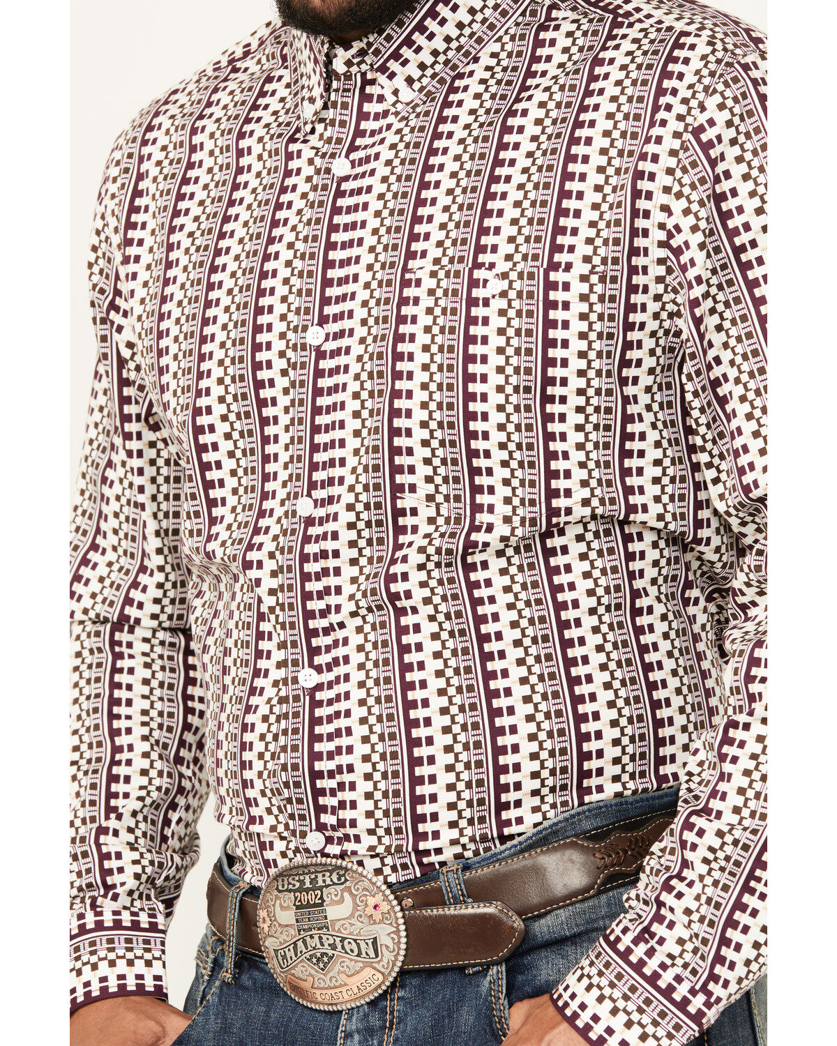 RANK 45&reg; Men's Railroad Geo Print Long Sleeve Button-Down Western Shirt