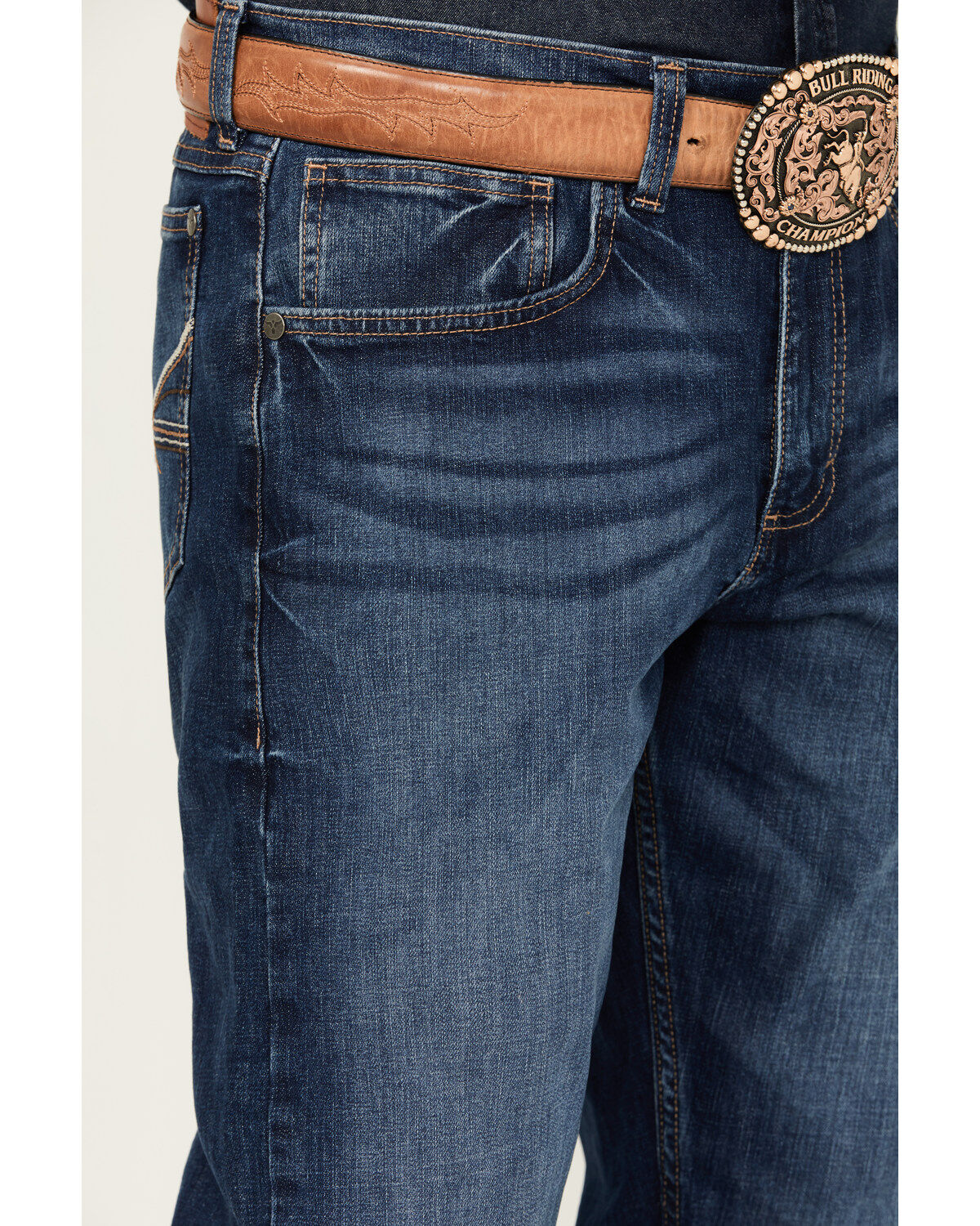 Wrangler Men's 20X Carlson Medium Wash Slim Straight Stretch Denim Jeans - Tall