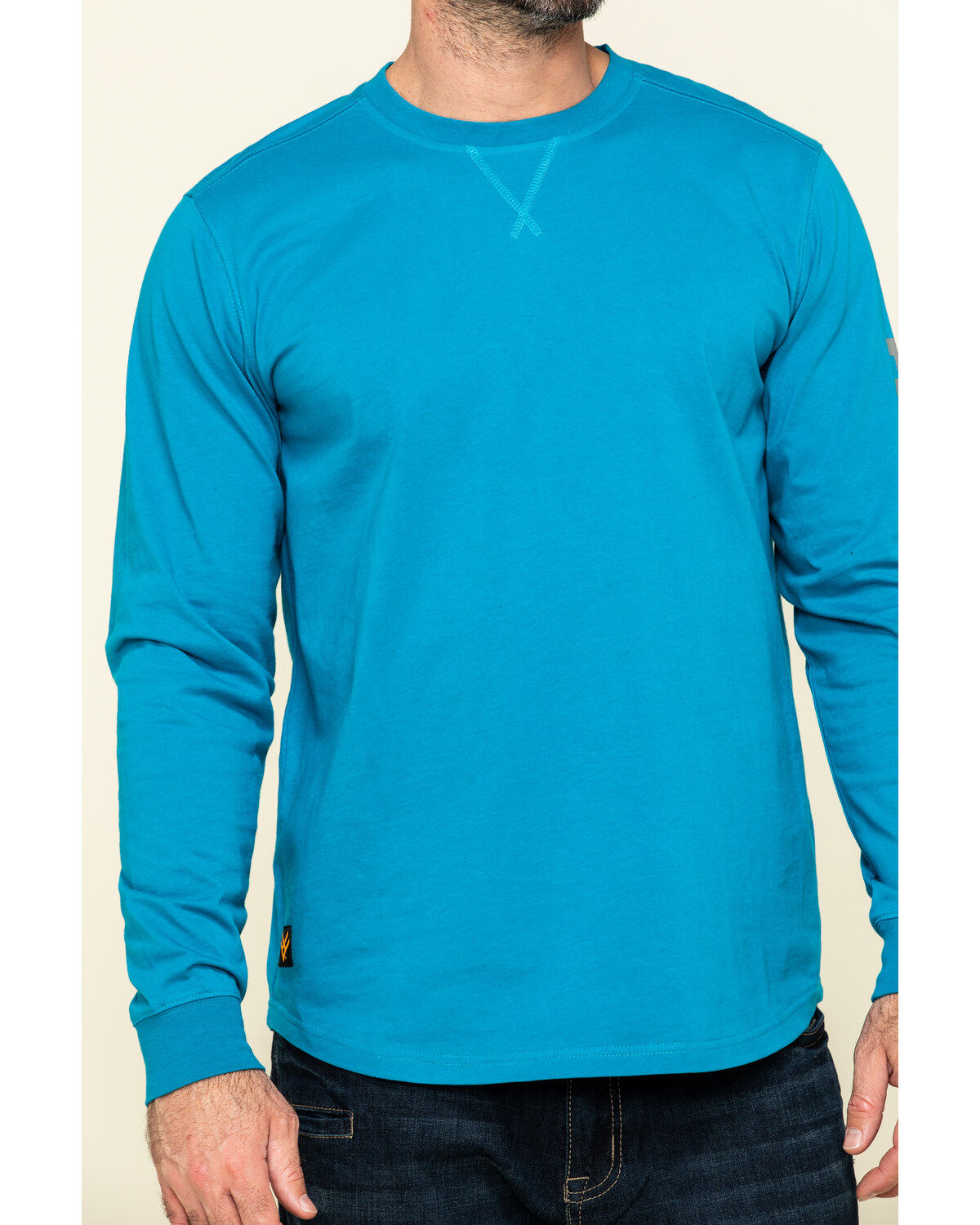 Hawx Men's Teal Sleeve Logo Long Sleeve Work T-Shirt