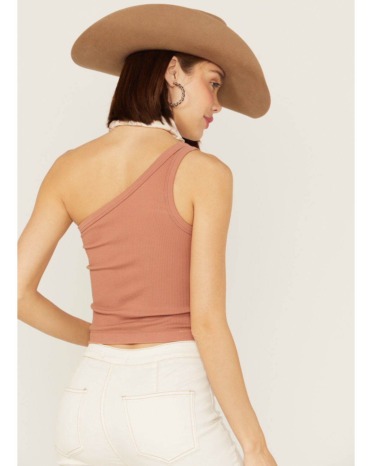 Fornia Women's Top One Cedar Wood One Shoulder Ribbed Cami Top