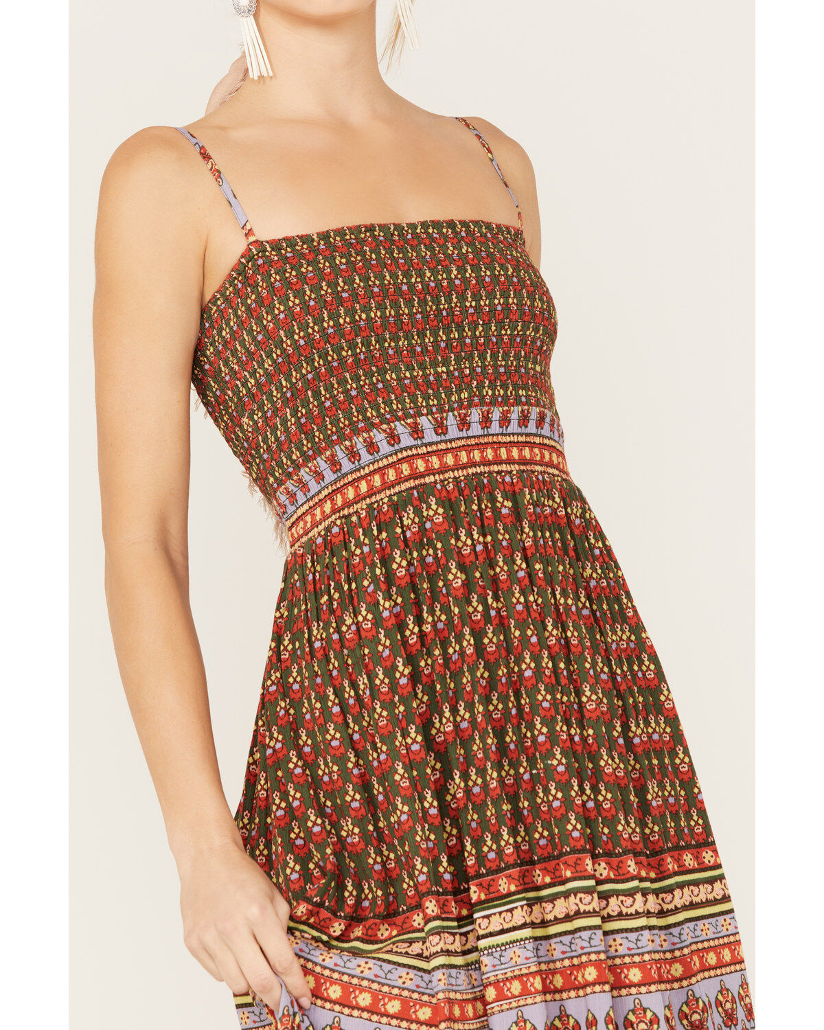 Shyanne Women's Border Print Smocked Maxi Dress