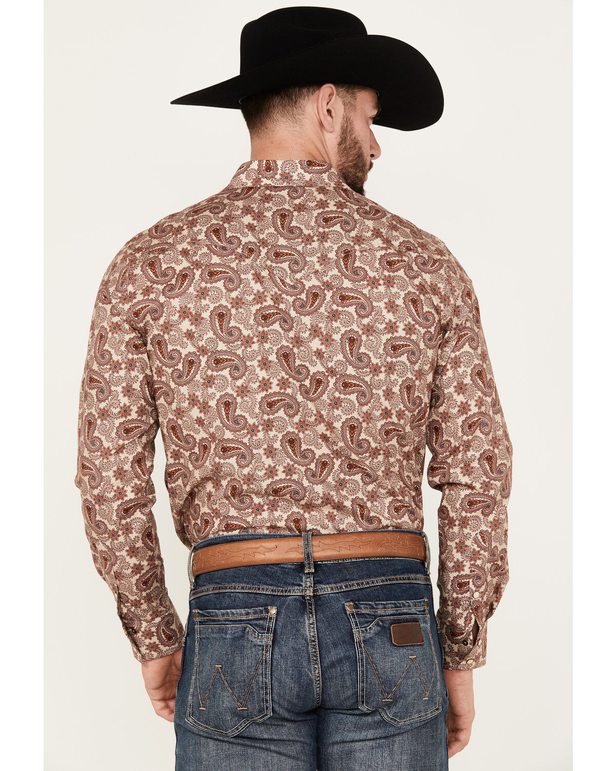 Rock & Roll Denim Men's Paisley Print Stretch Long Sleeve Snap Western Shirt