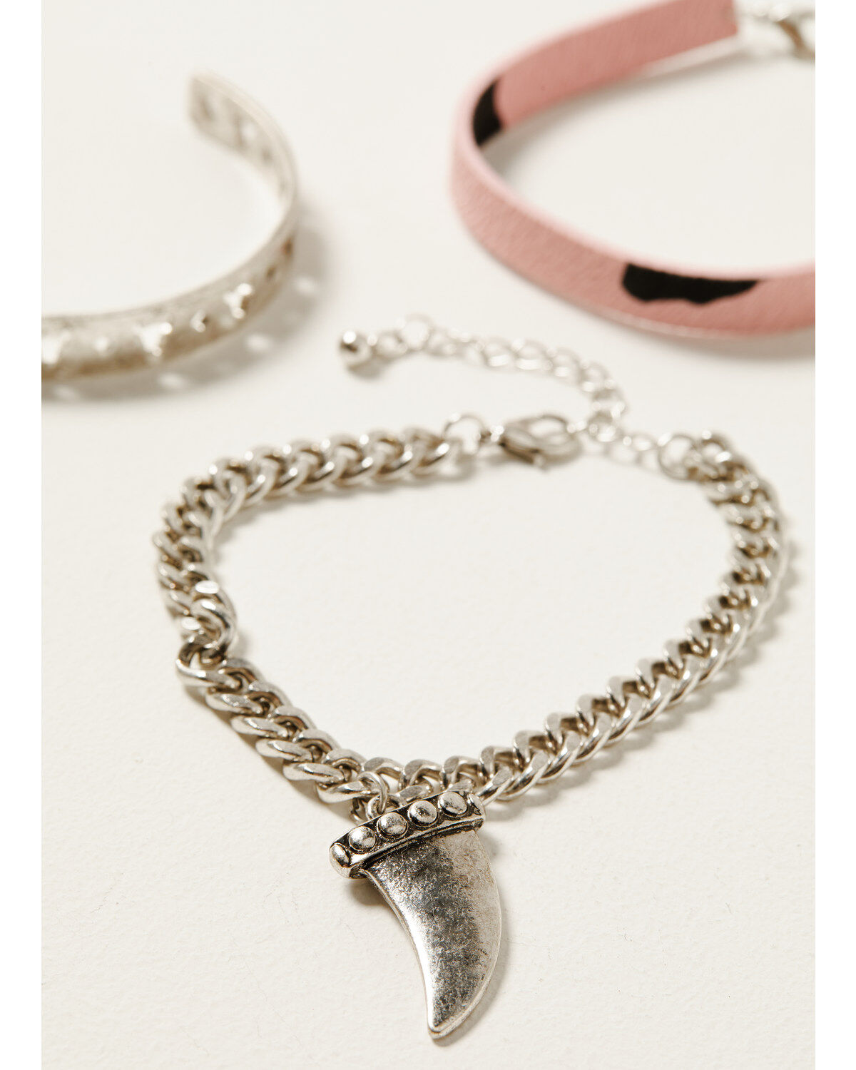 Shyanne Women's Disco Cowgirl Steer Head Chain & Cuff Bracelet Set - 3-Piece
