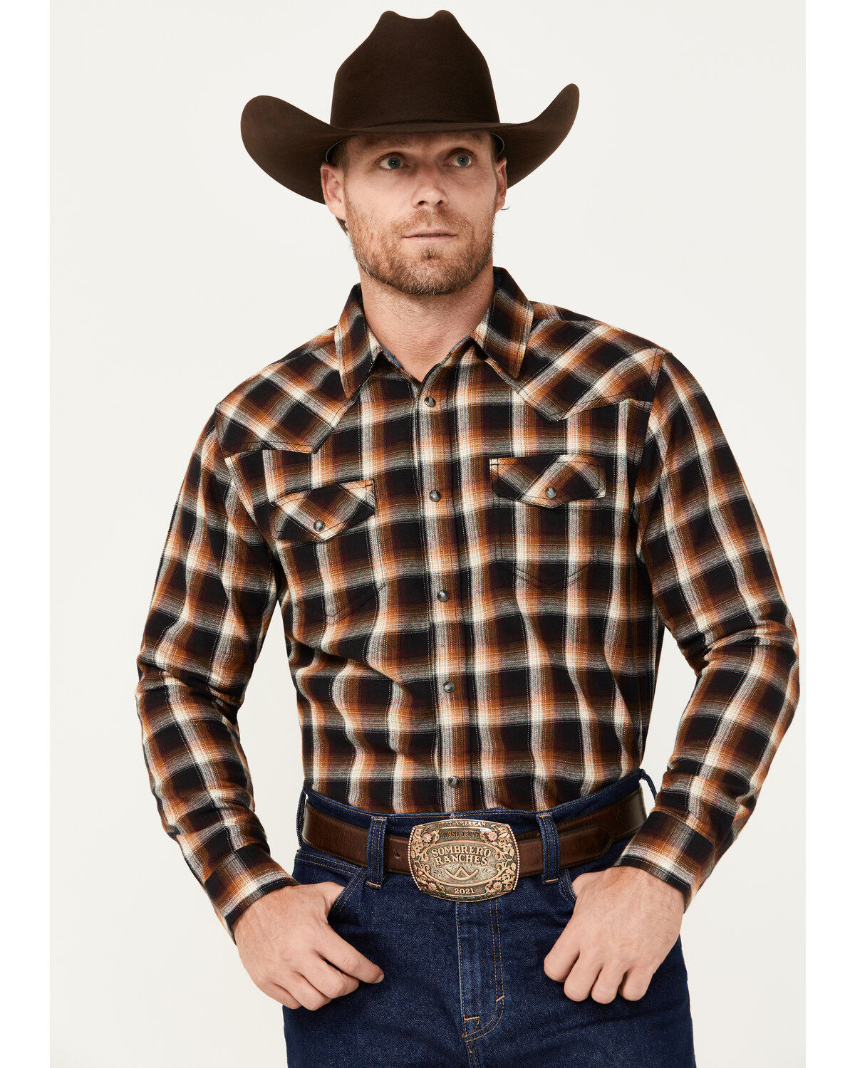 Cody James Men's Rhythm Plaid Print Long Sleeve Snap Western Flannel Shirt