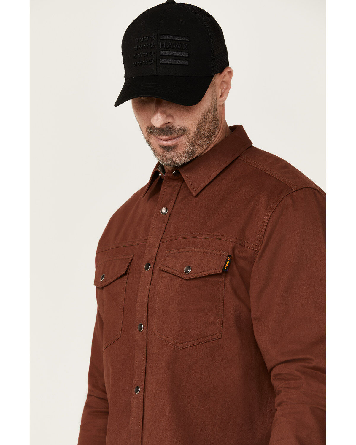 Hawx Men's All Out Solid Long Sleeve Pearl Snap Western Work Shirt - Big & Tall