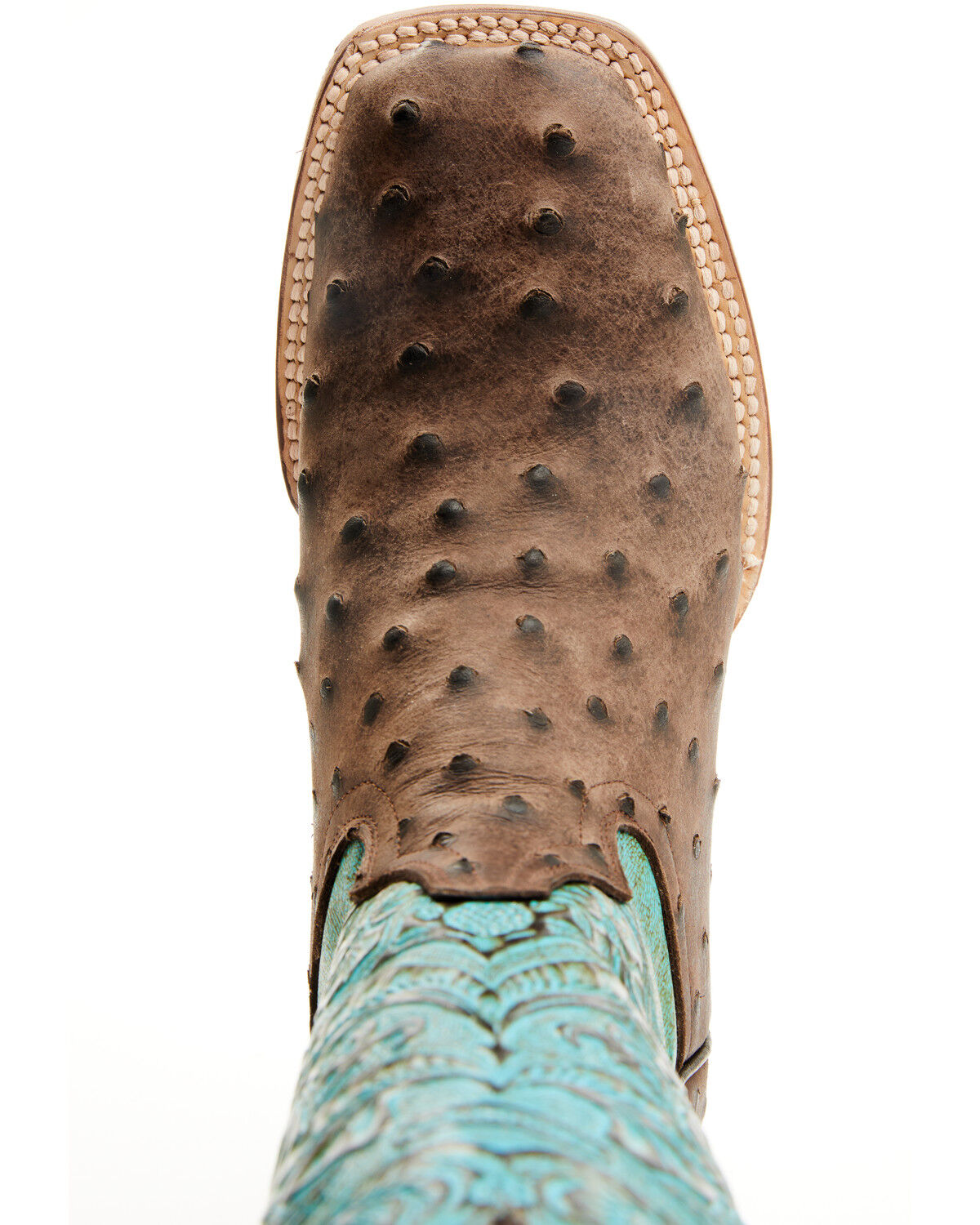 Tanner Mark Women's Ostrich Print Western Boots - Broad Square Toe