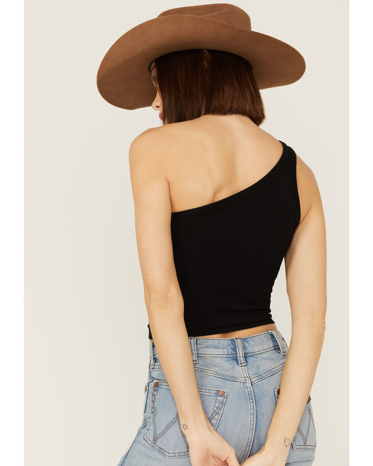 Fornia Women's Top One One Shoulder Ribbed Cami Top