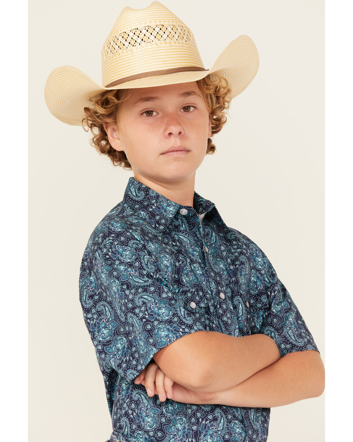 Panhandle Boys' Paisley Print Long Sleeve Snap Western Shirt