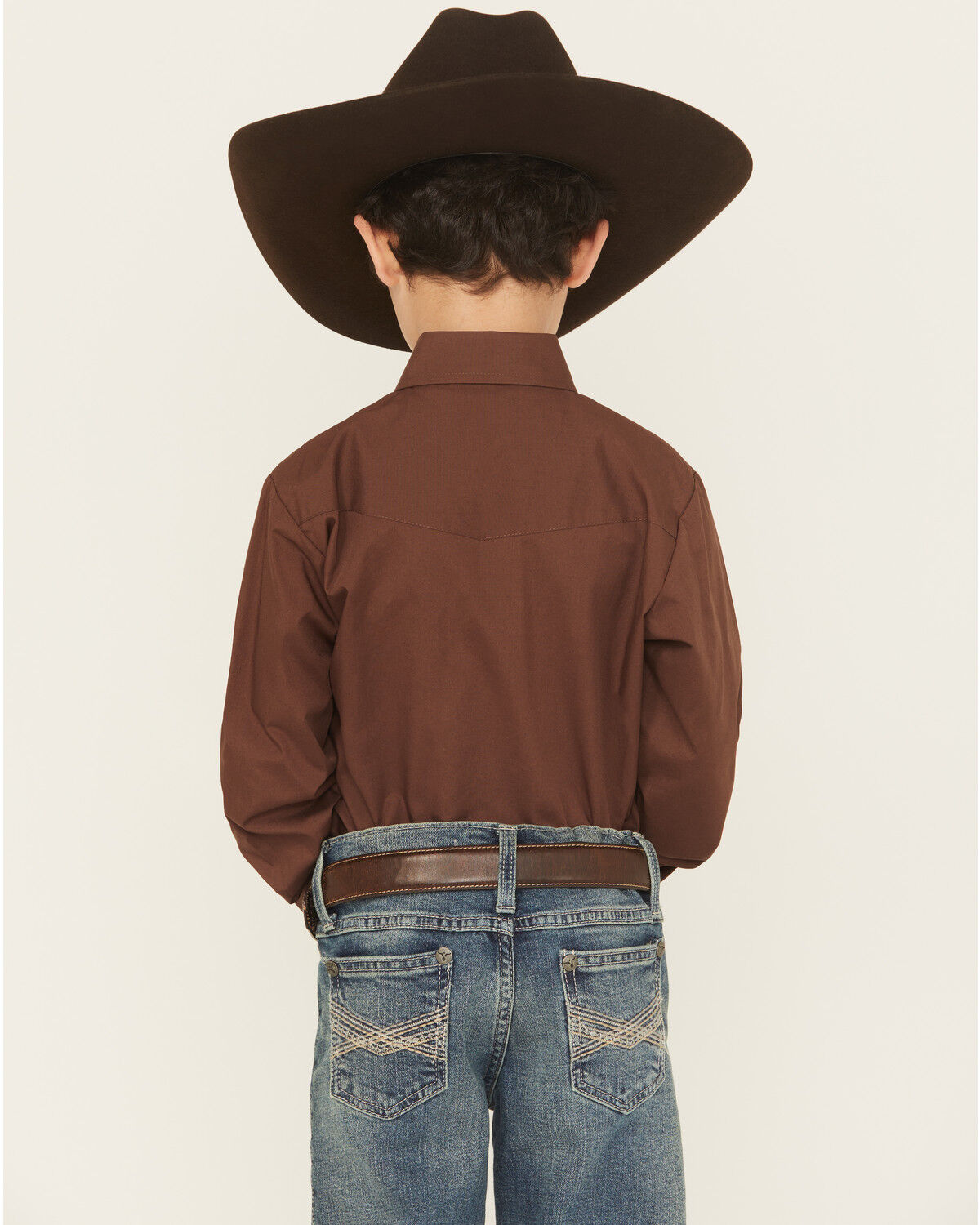 Ely Walker Boys' Solid Long Sleeve Pearl Snap Western Shirt