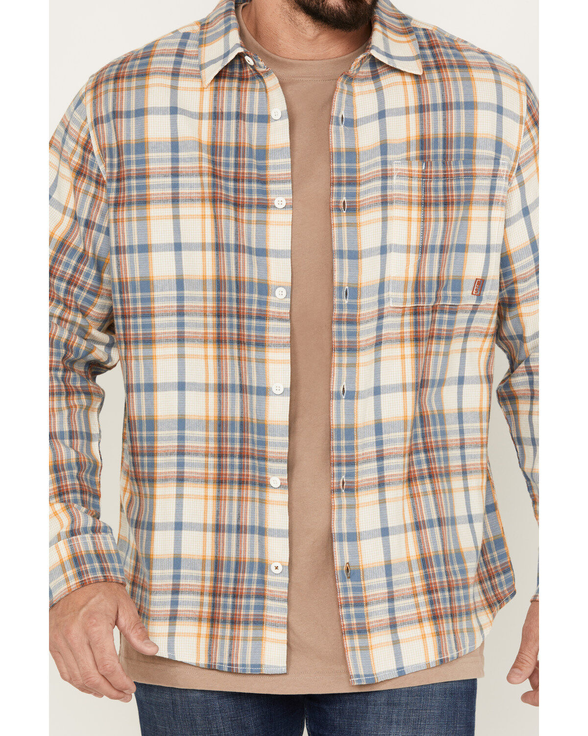 Brothers and Sons Men's Casual Plaid Print Long Sleeve Woven Shirt