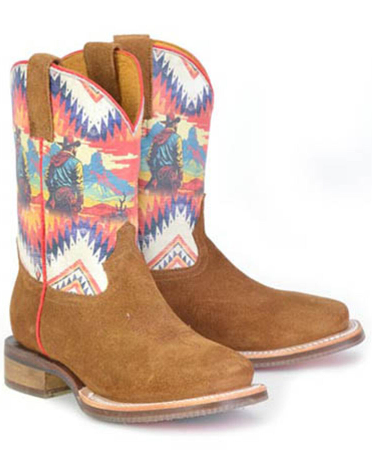 Tin Haul Boys' High Plains Suede Western Boots - Broad Square Toe