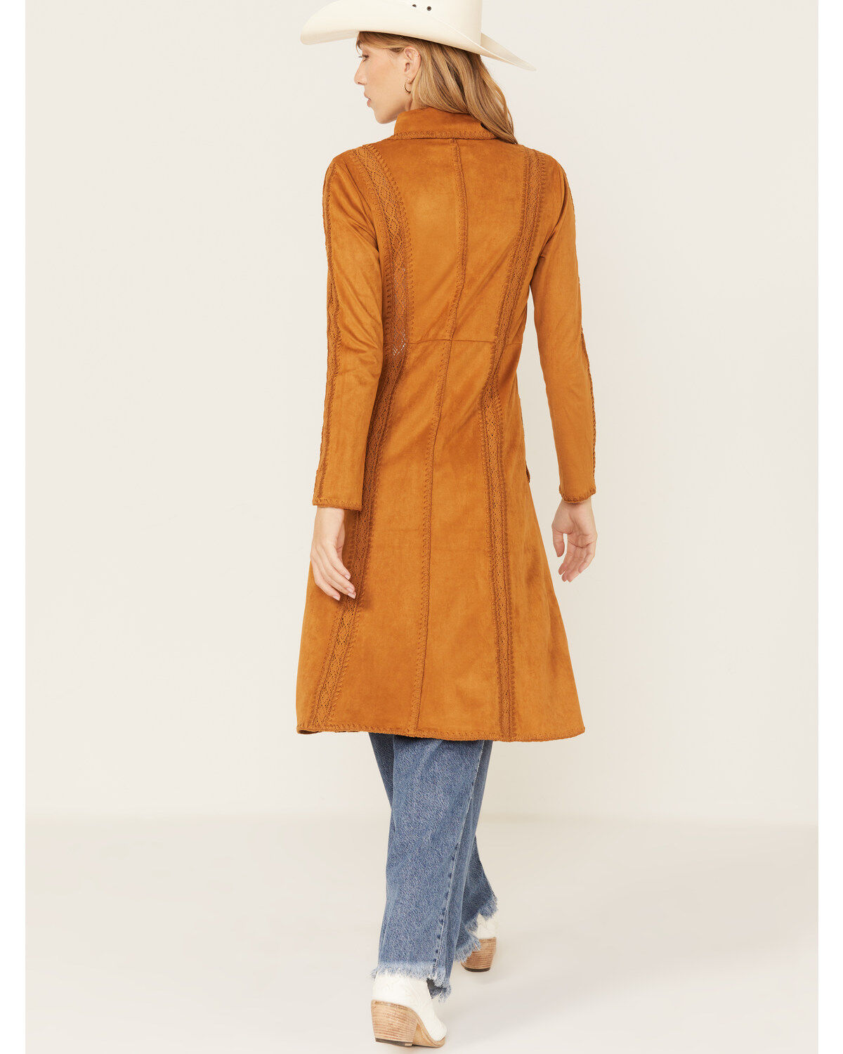 Shyanne Women's Faux Suede Crochet Duster Jacket