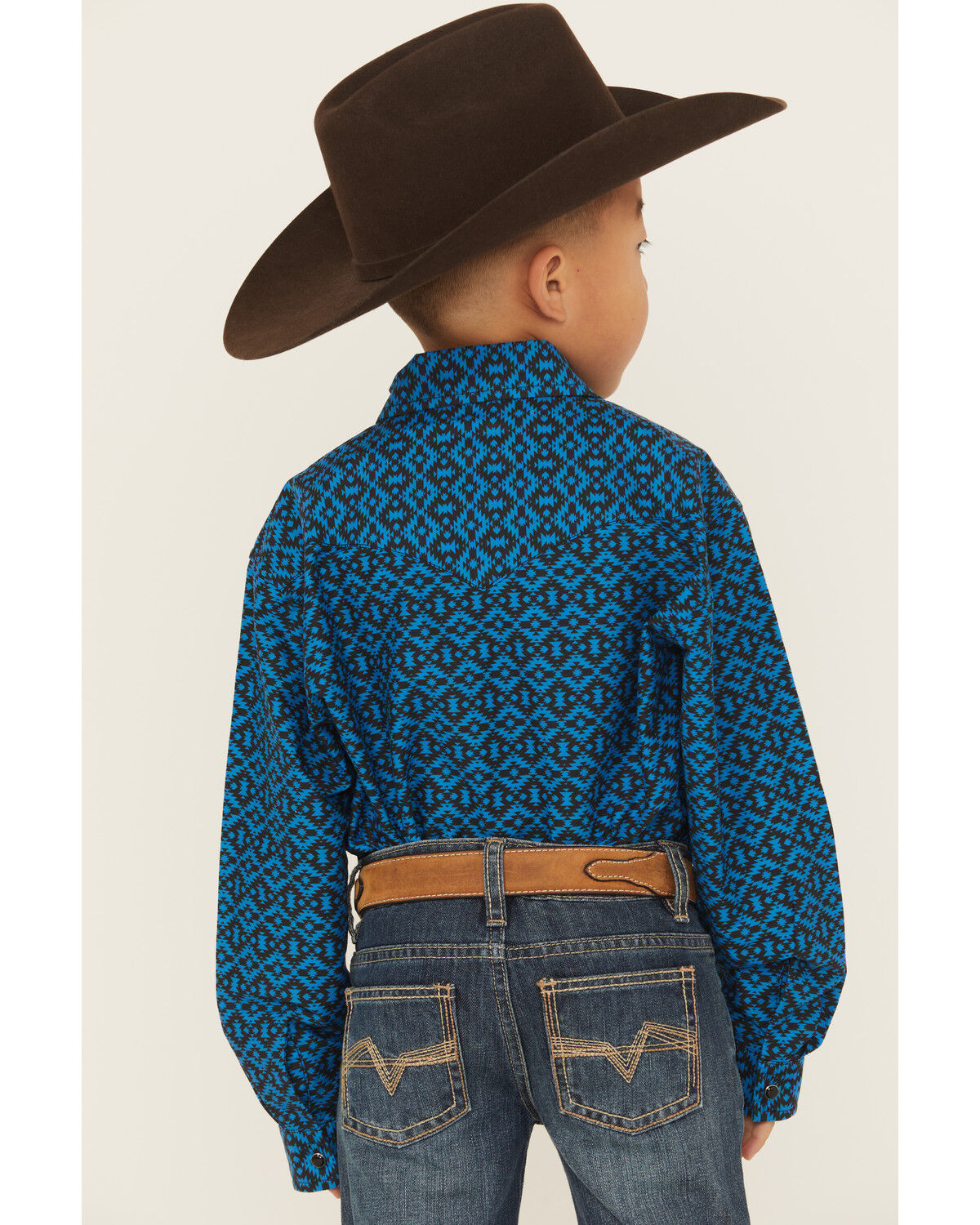 Roper Boys' Southwestern Print Long Sleeve Snap Western Shirt