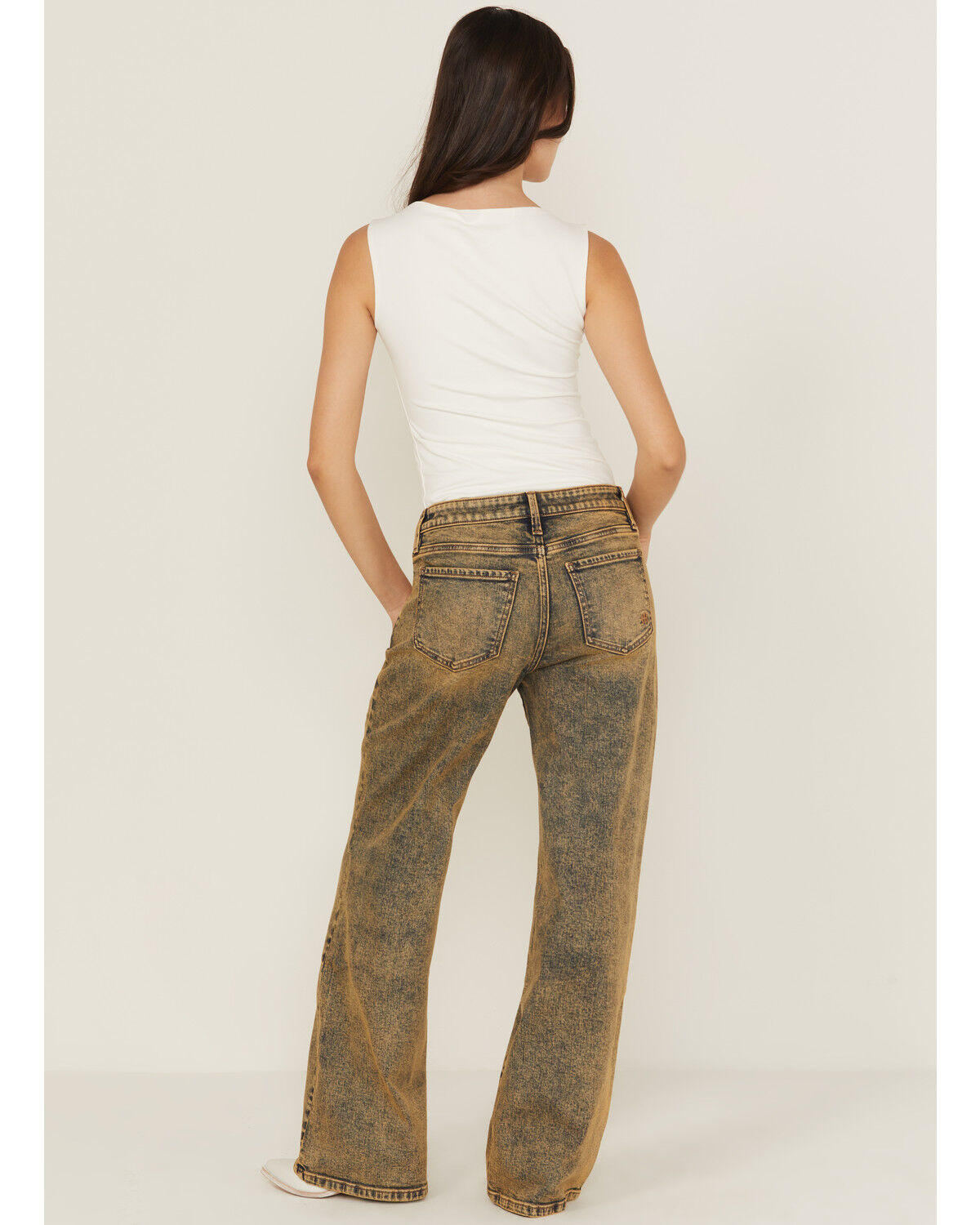 Miss Me Women's Vintage Mid Rise Baggy Wide Leg Stretch Denim Jeans