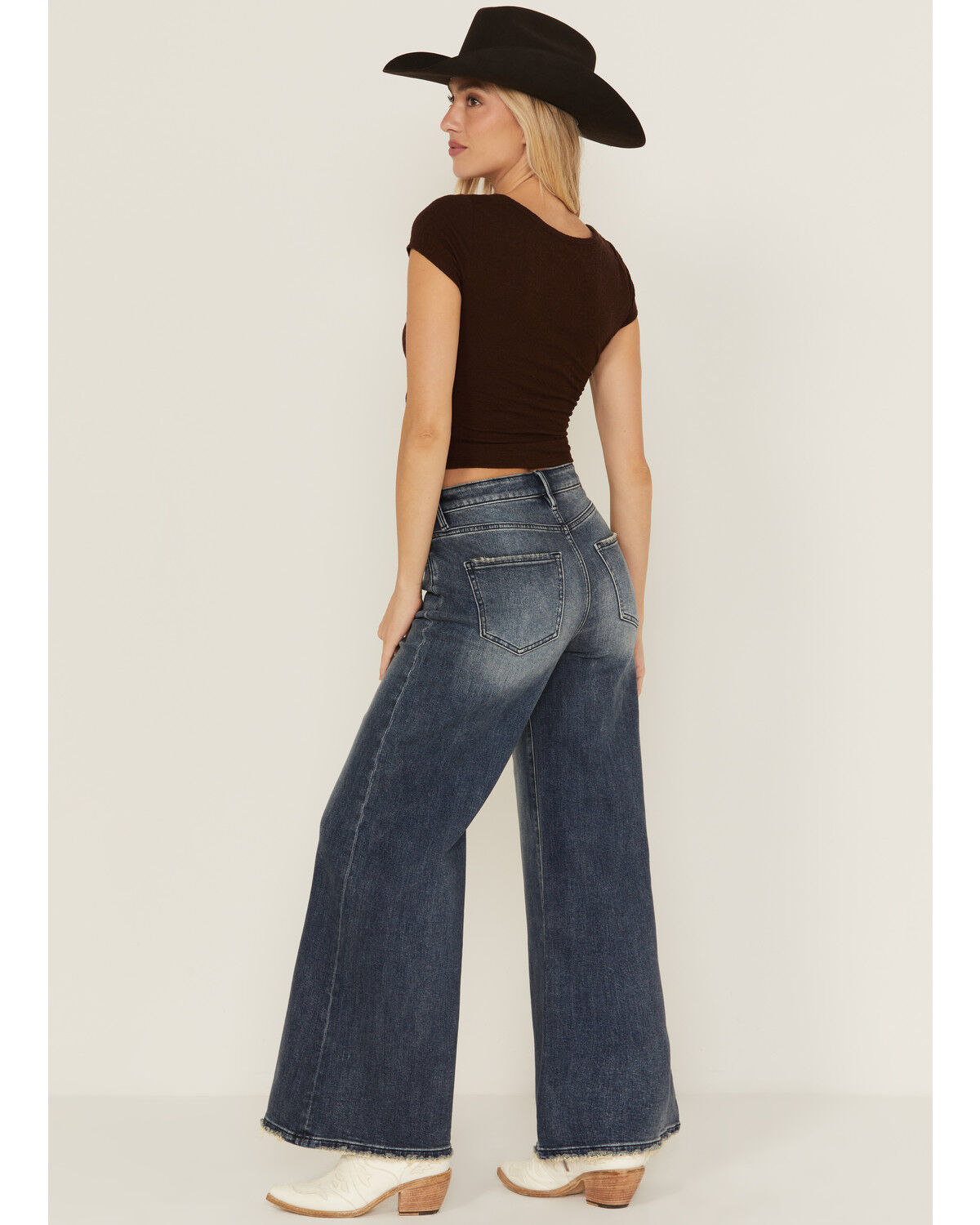 Miss Me Women's Dark Wash High Rise Super Wide Stretch Denim Jeans