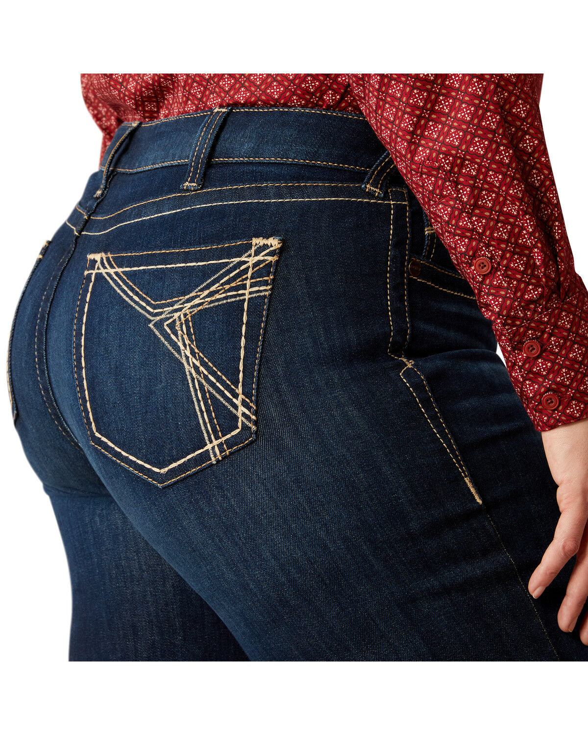 Ariat Women's Lizzie Dark Wash Mid Rise Trouser Stretch Denim Jeans - Plus