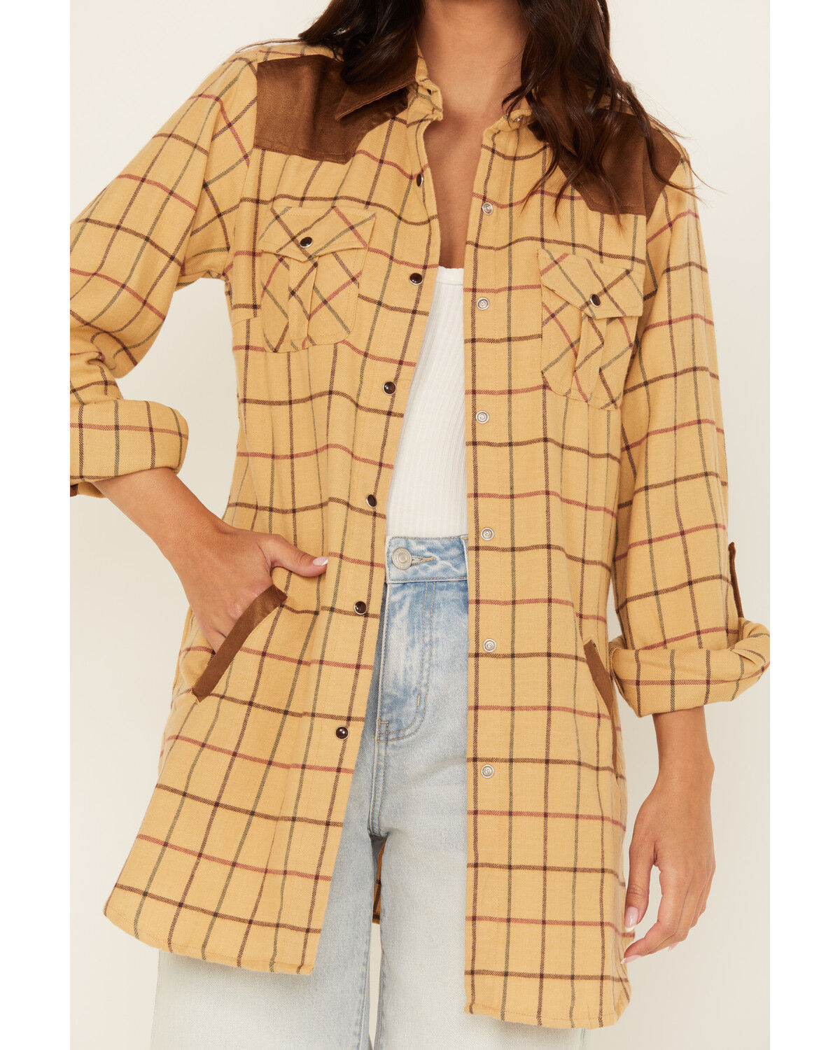 Tasha Polizza Women's Plaid Print Long Sleeve Snap Western Shirt