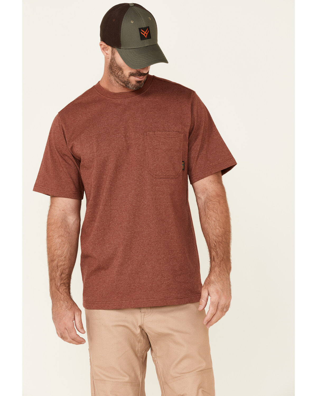 Hawx Men's Solid Red Forge Short Sleeve Work Pocket T-Shirt