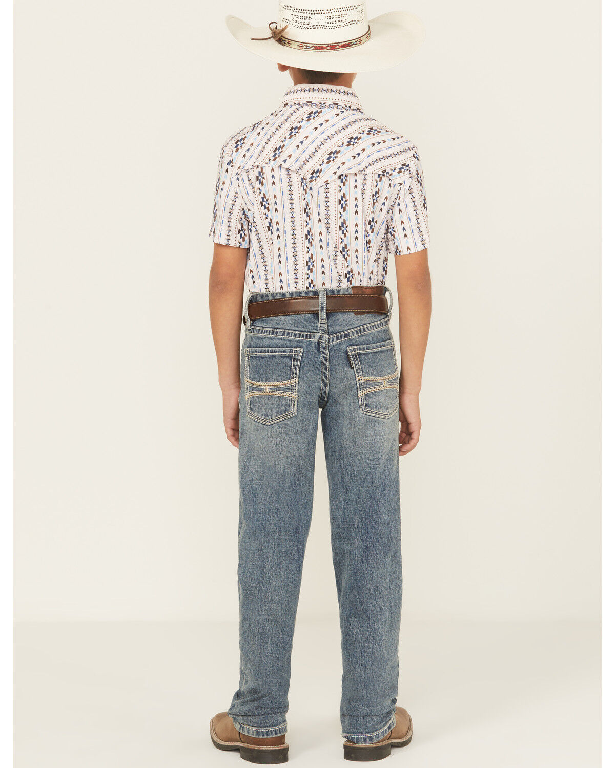 Hooey X Rock & Roll Denim Boys' Medium Wash Step Bootcut Stretch Denim Jeans