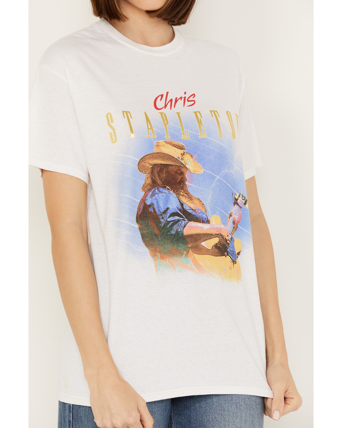 Merch Traffic Women's Chris Stapleton Metallic Oversized Short Sleeve Graphic Tee