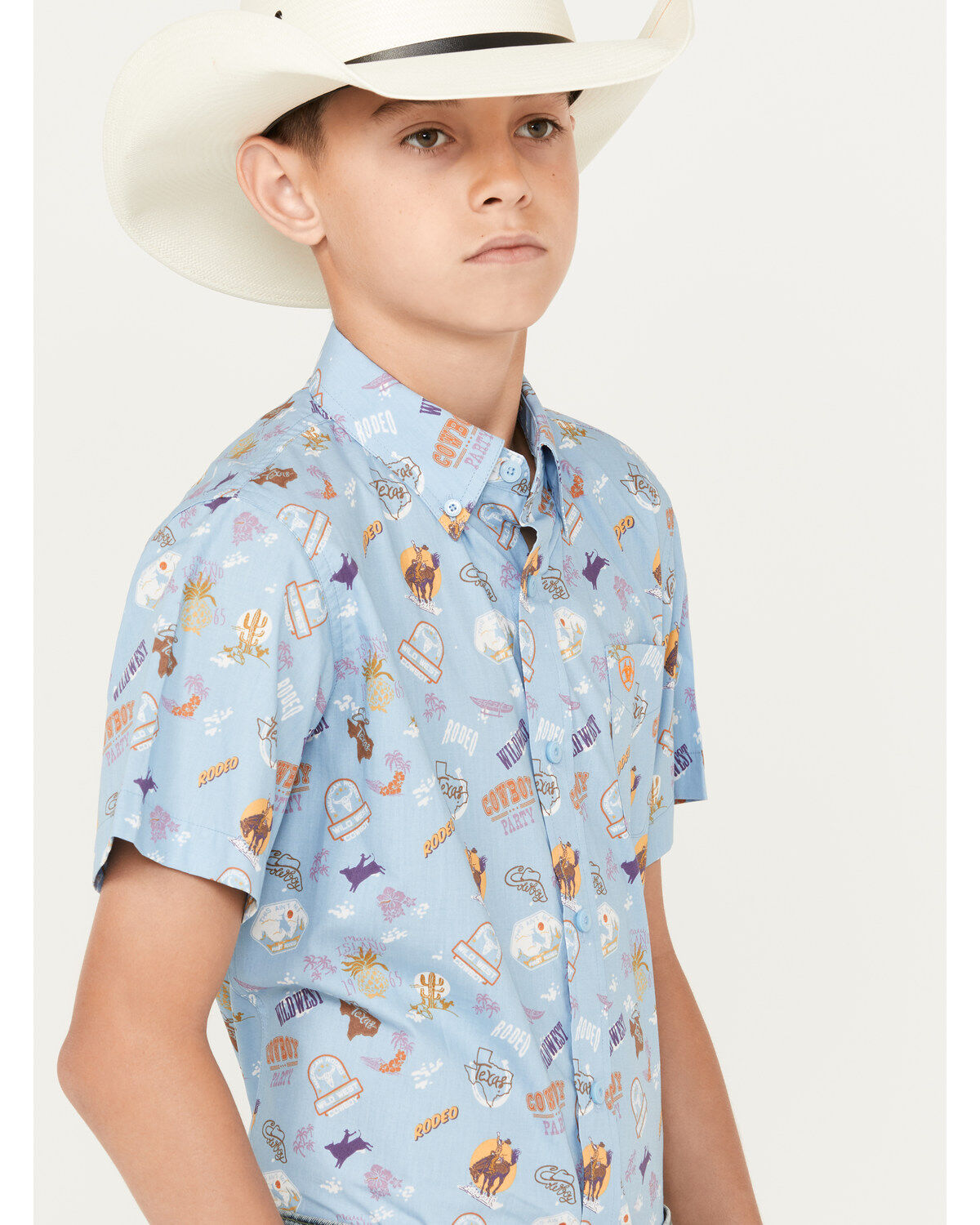 Ariat Boys' Maurico Print Classic Fit Short Sleeve Button Down Western Shirt