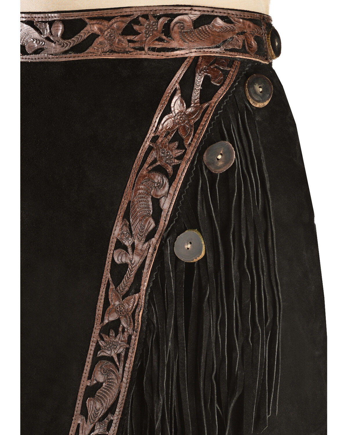 Kobler Leather Women's Tooled Leather & Fringe Sedona Suede Skirt