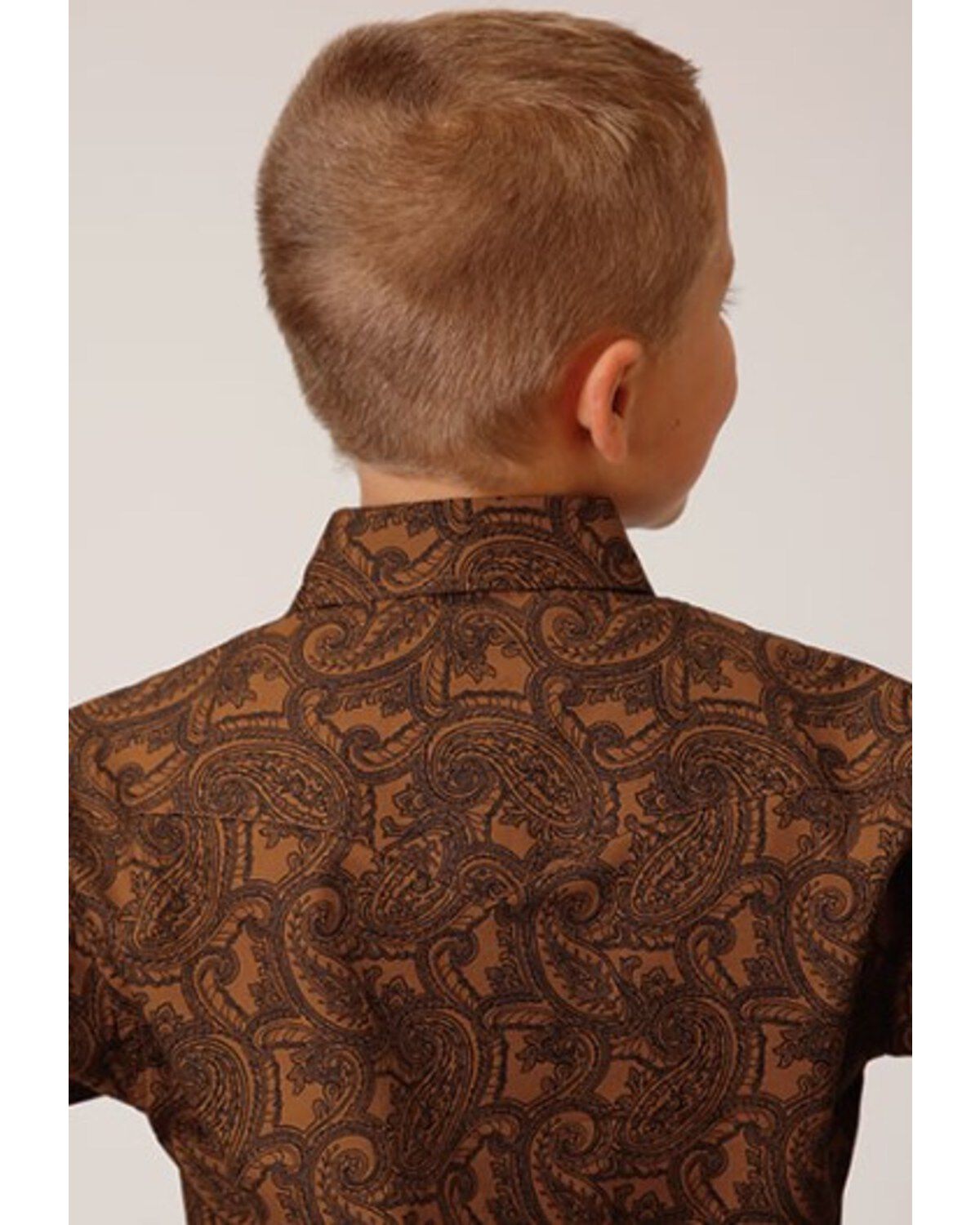 Roper Boys' Paisley Print Long Sleeve Snap Western Shirt