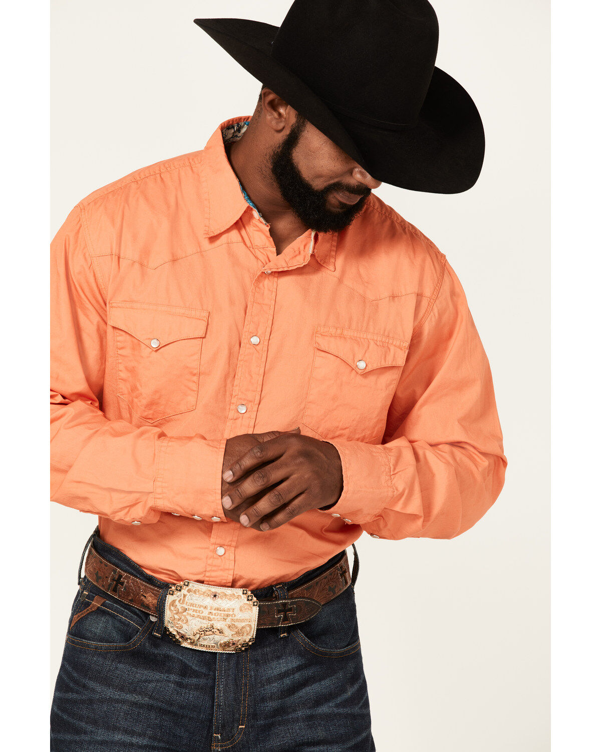 Roper Men's Poplin Long Sleeve Pearl Snap Western Shirt