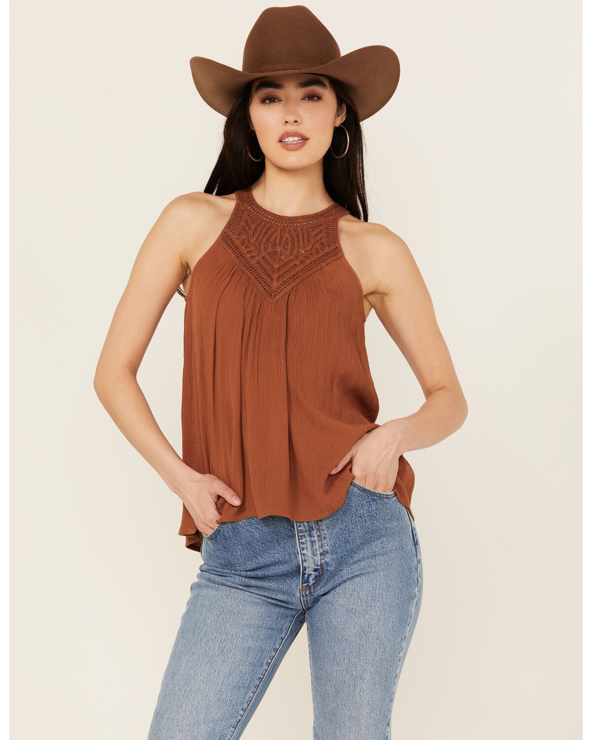 Shyanne Women's Crochet Halter Tank Top