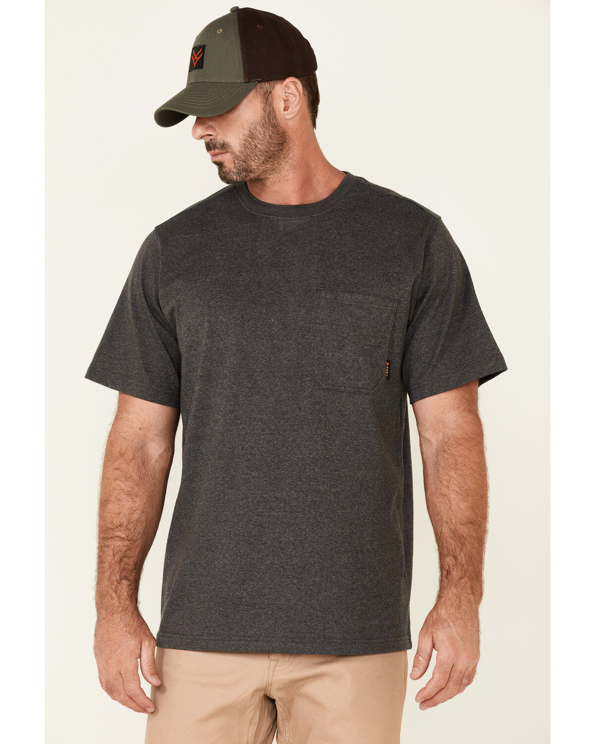Hawx Men's Solid Charcoal Forge Short Sleeve Work Pocket T-Shirt - Tall