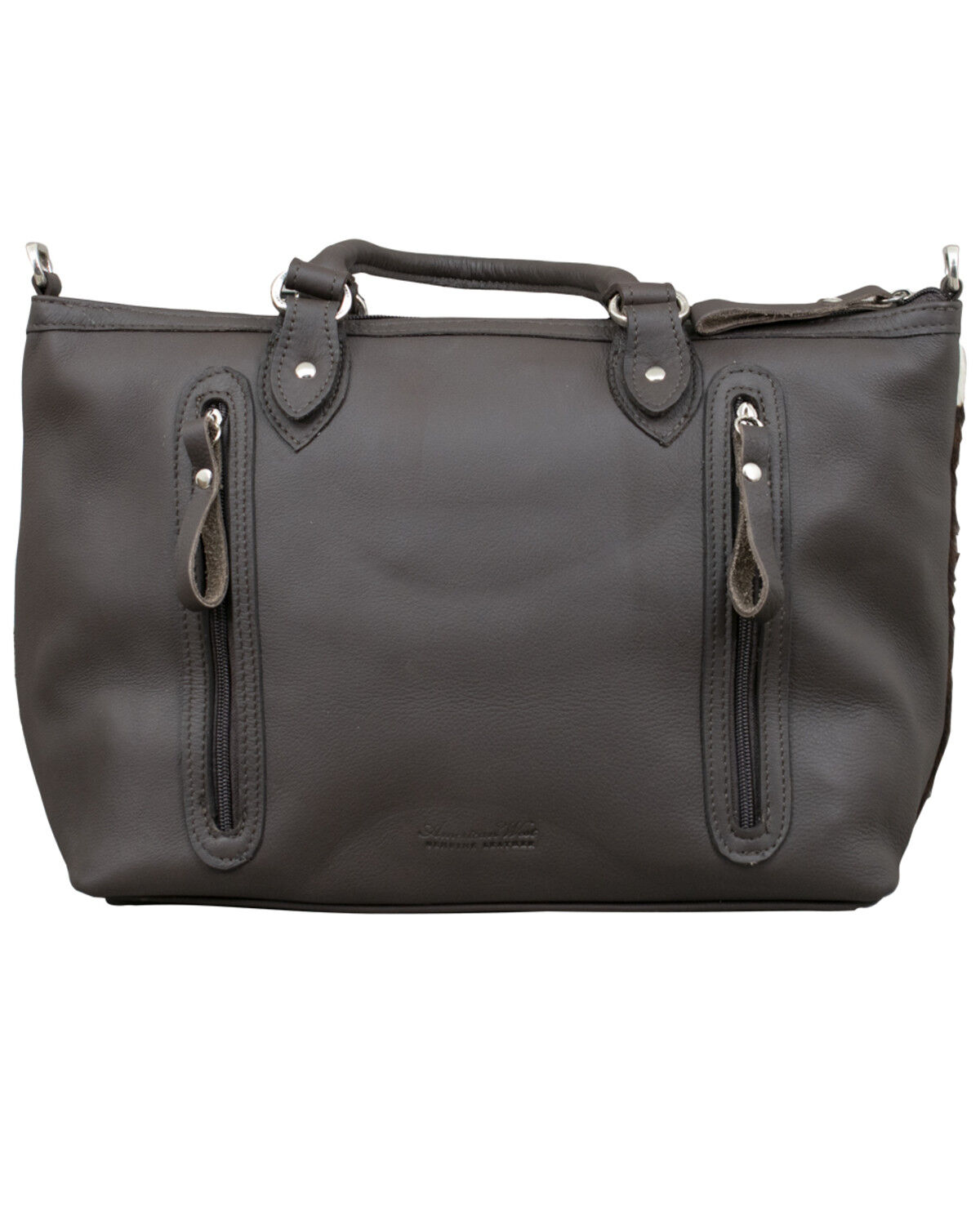 American West Chocolate Cow Town Large Convertible Zip Top Satchel