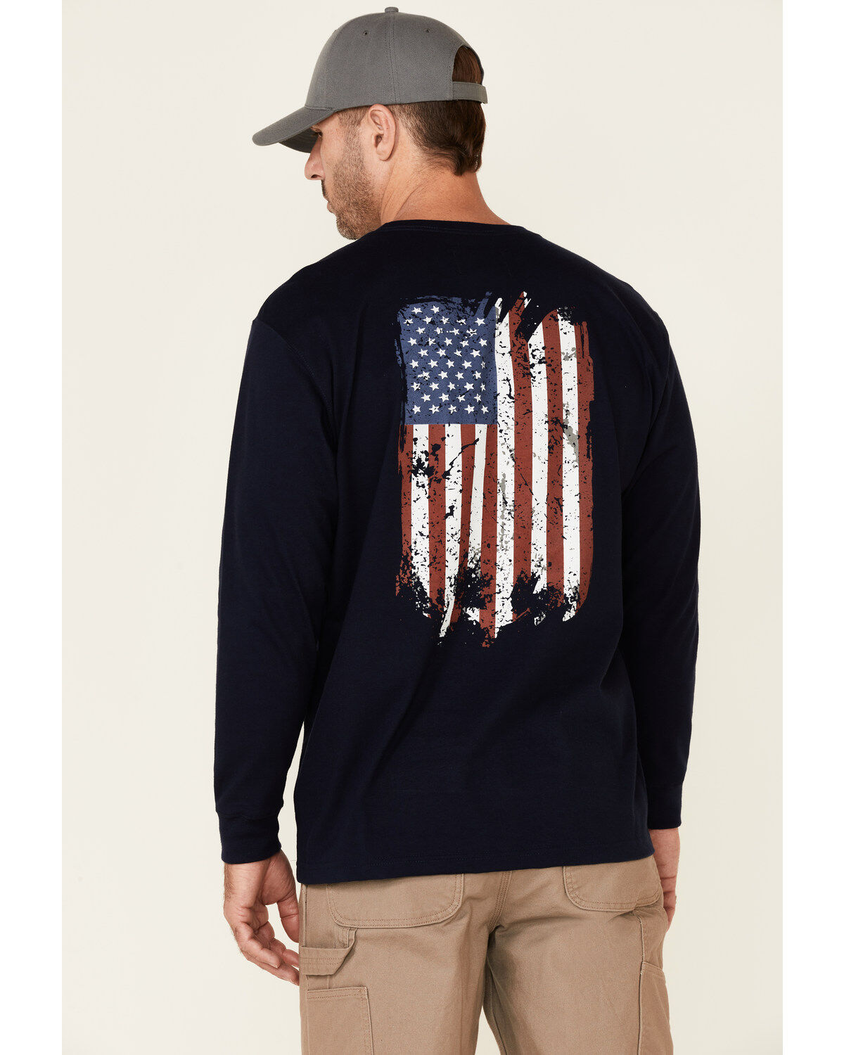 Wrangler FR Men's Flag Back Graphic Long Sleeve Work T-Shirt - Big