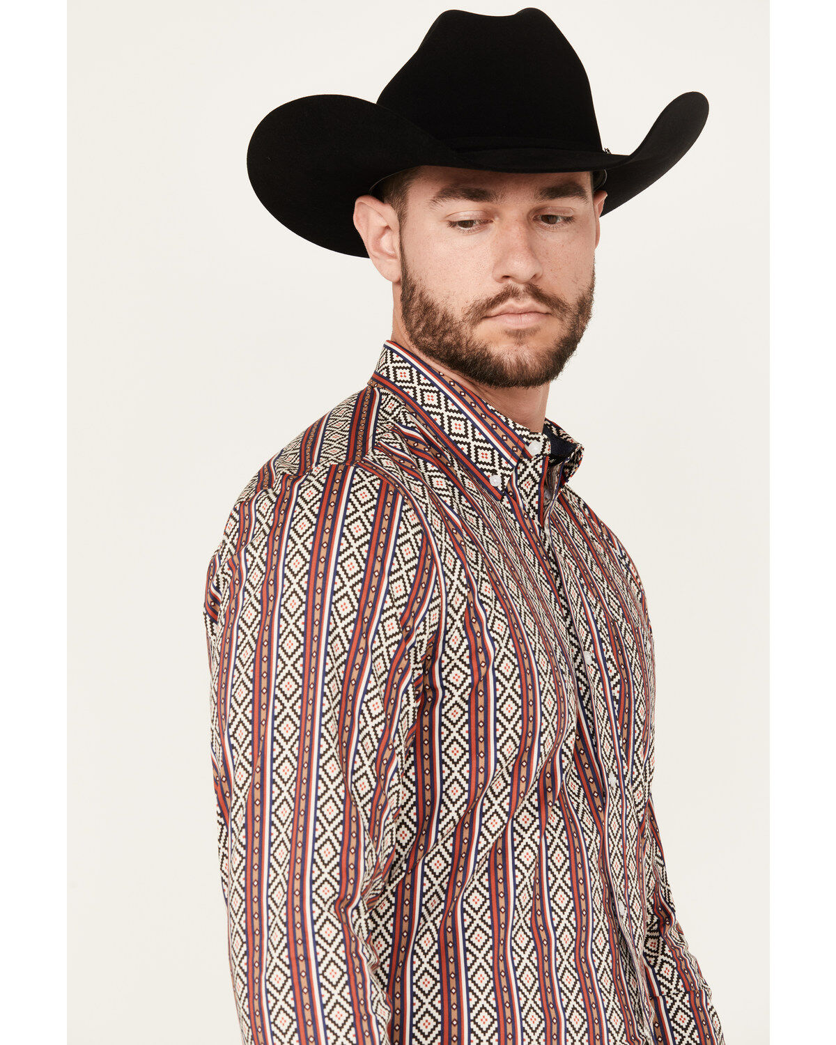 RANK 45® Men's Pattison Southwestern Striped Print Long Sleeve Button-Down Western Shirt