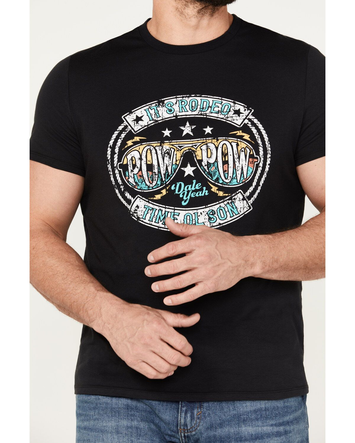 Rock & Roll Denim Men's Pow Pow Rodeo Short Sleeve Graphic T-Shirt