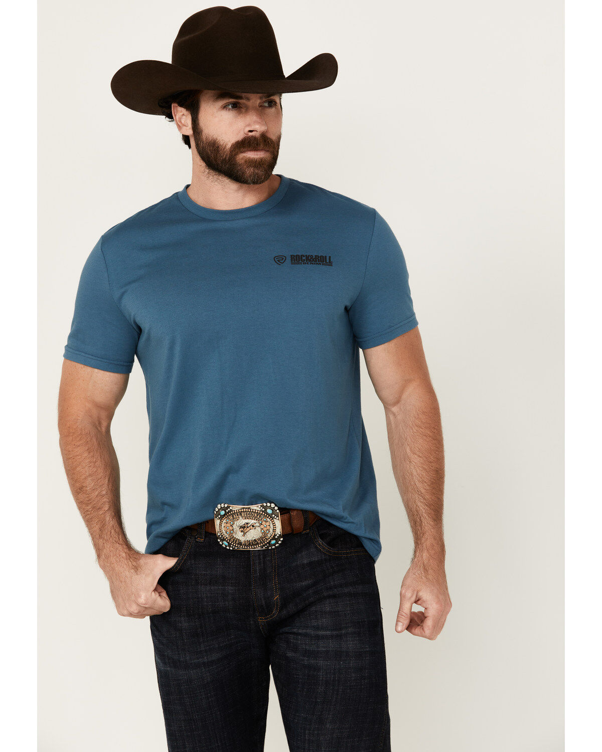 Rock & Roll Denim Men's Wild West Cowboy Short Sleeve Graphic T-Shirt