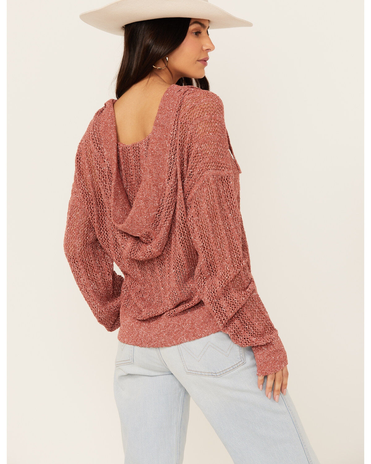 Cleo + Wolf Women's Blythe Deep V Weave Hooded Pullover