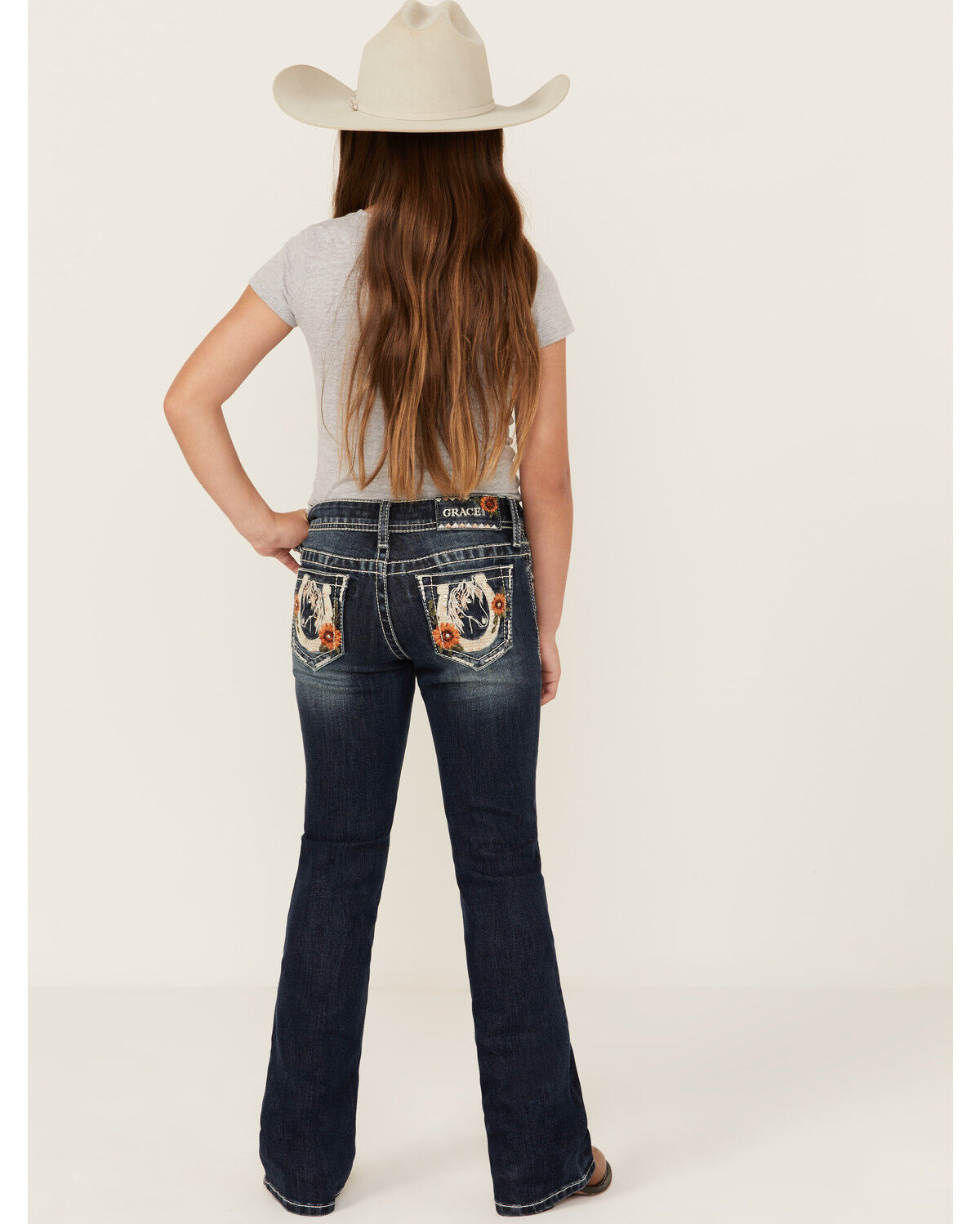 Grace in LA Girls' Dark Wash Bootcut Denim Jeans