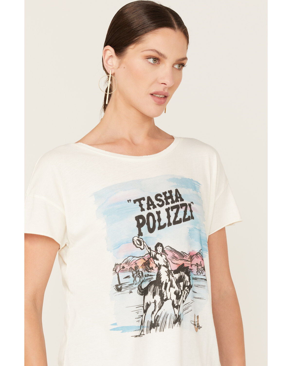 Tasha Polizzi Women's Title Watercolor Desert Scene Logo Graphic Tee