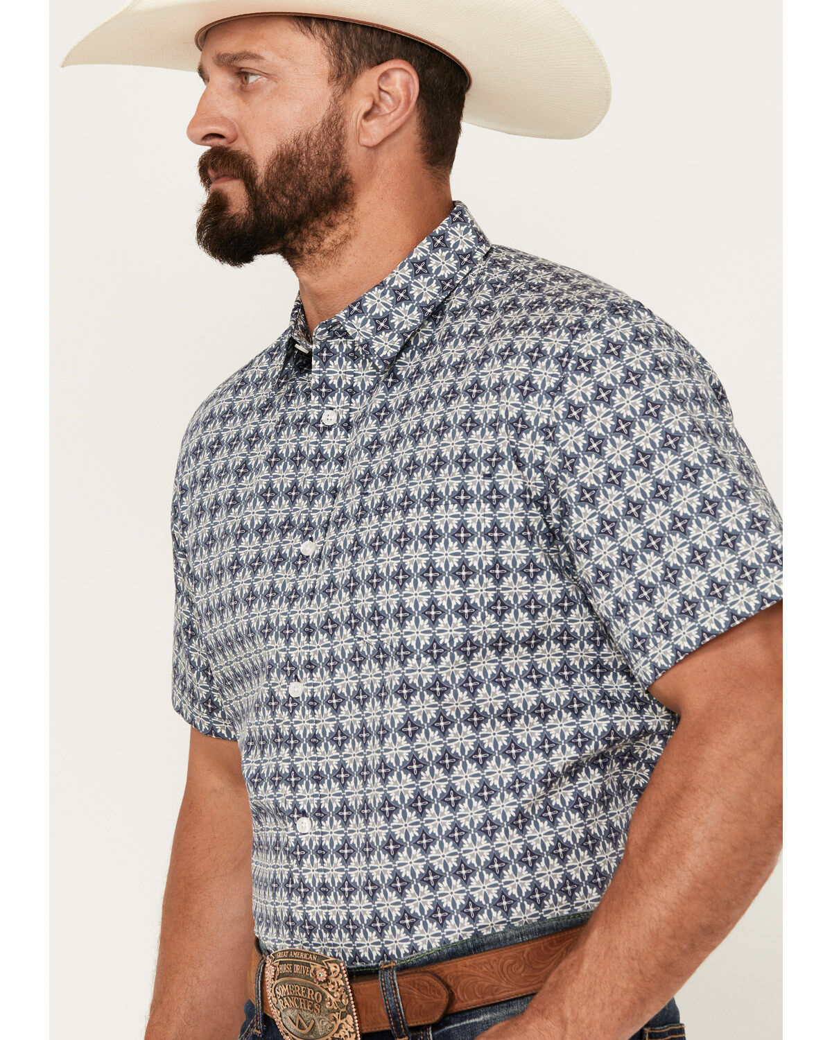 Gibson Trading Co Men's Medallion Print Short Sleeve Button-Down Western Shirt