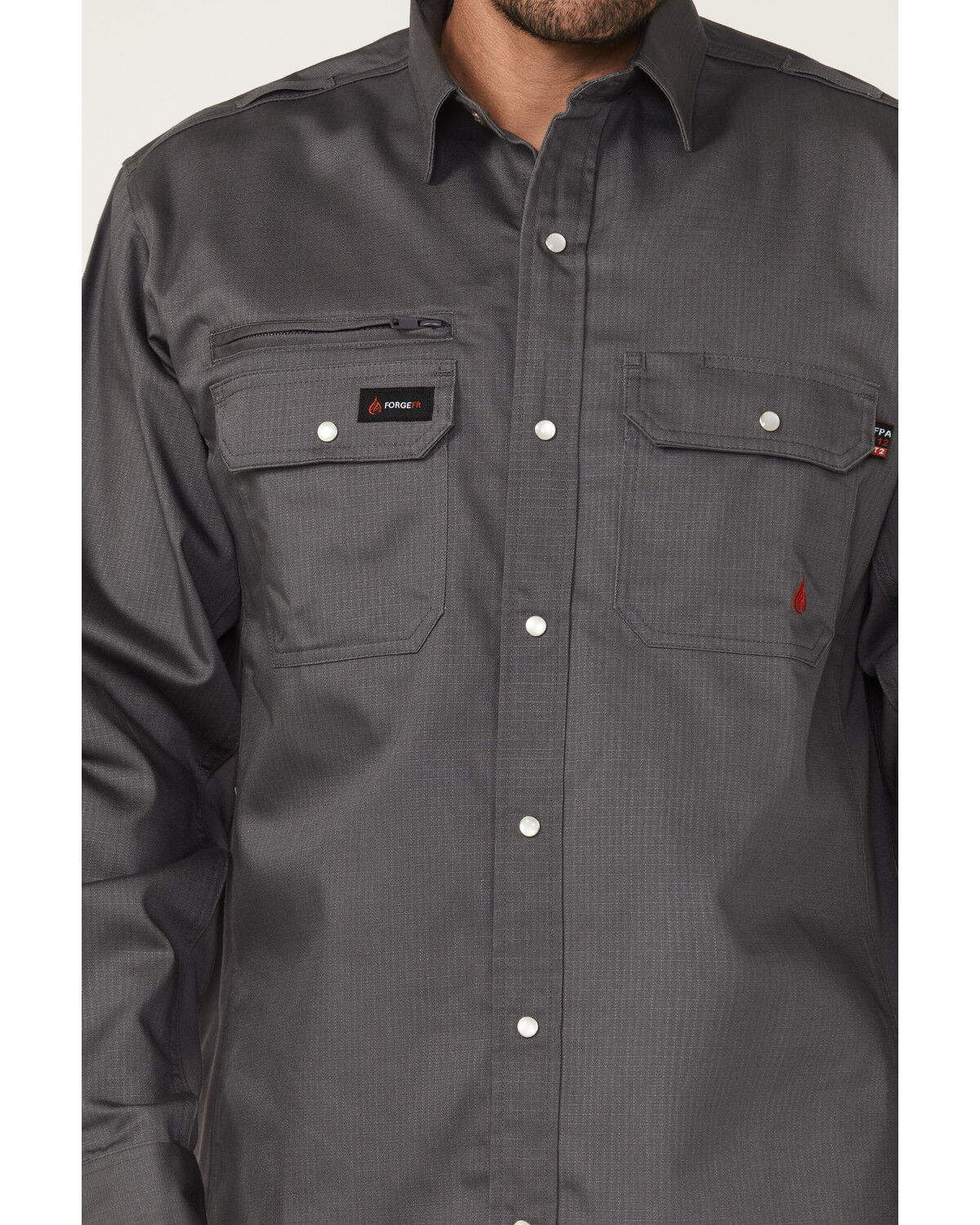 Forge Workwear Men's FR Lightweight Ripstop Vent Long Sleeve Snap Work Shirt