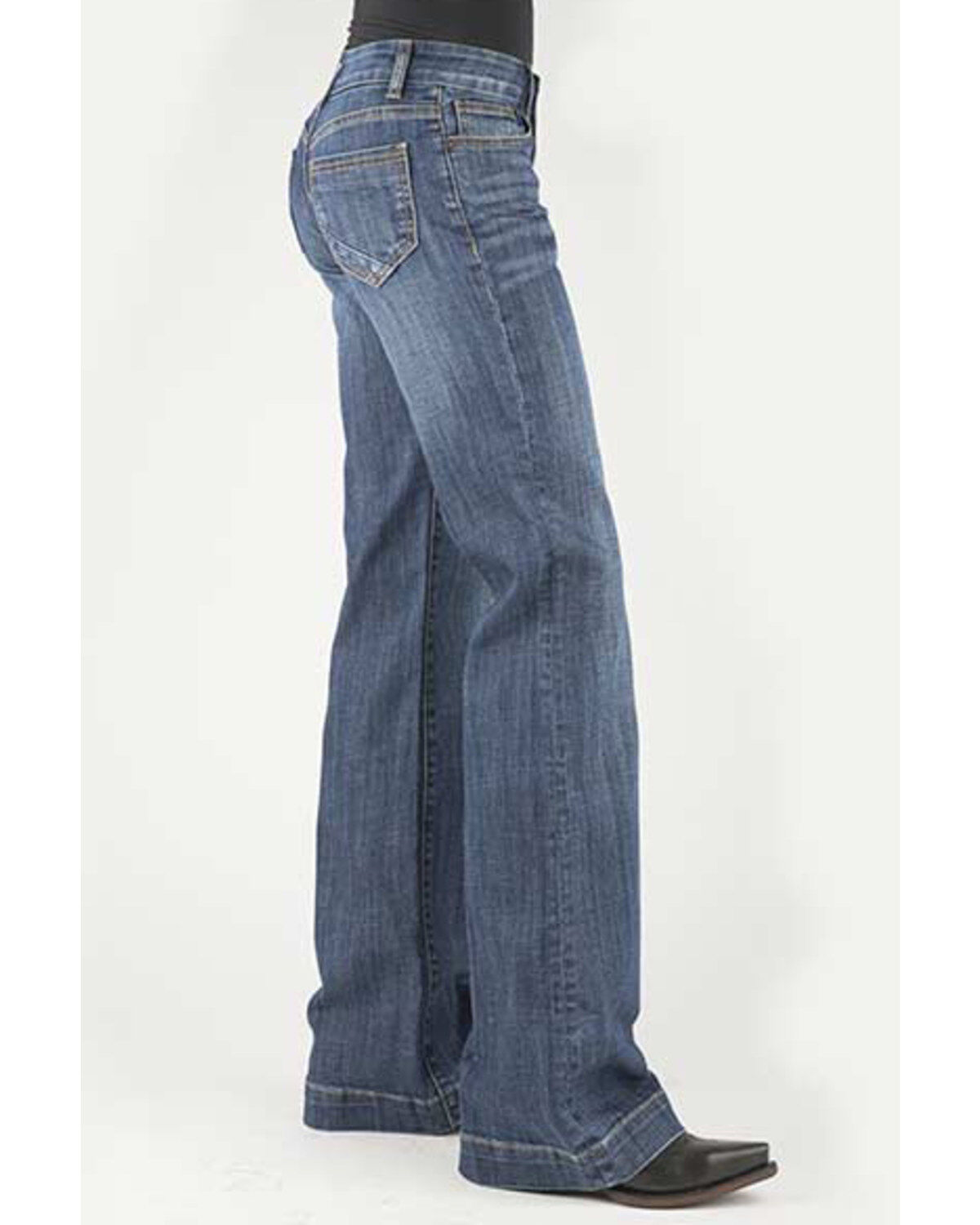 Stetson Women's 214 Medium Wash Pieced Pocket Trouser Leg Jean