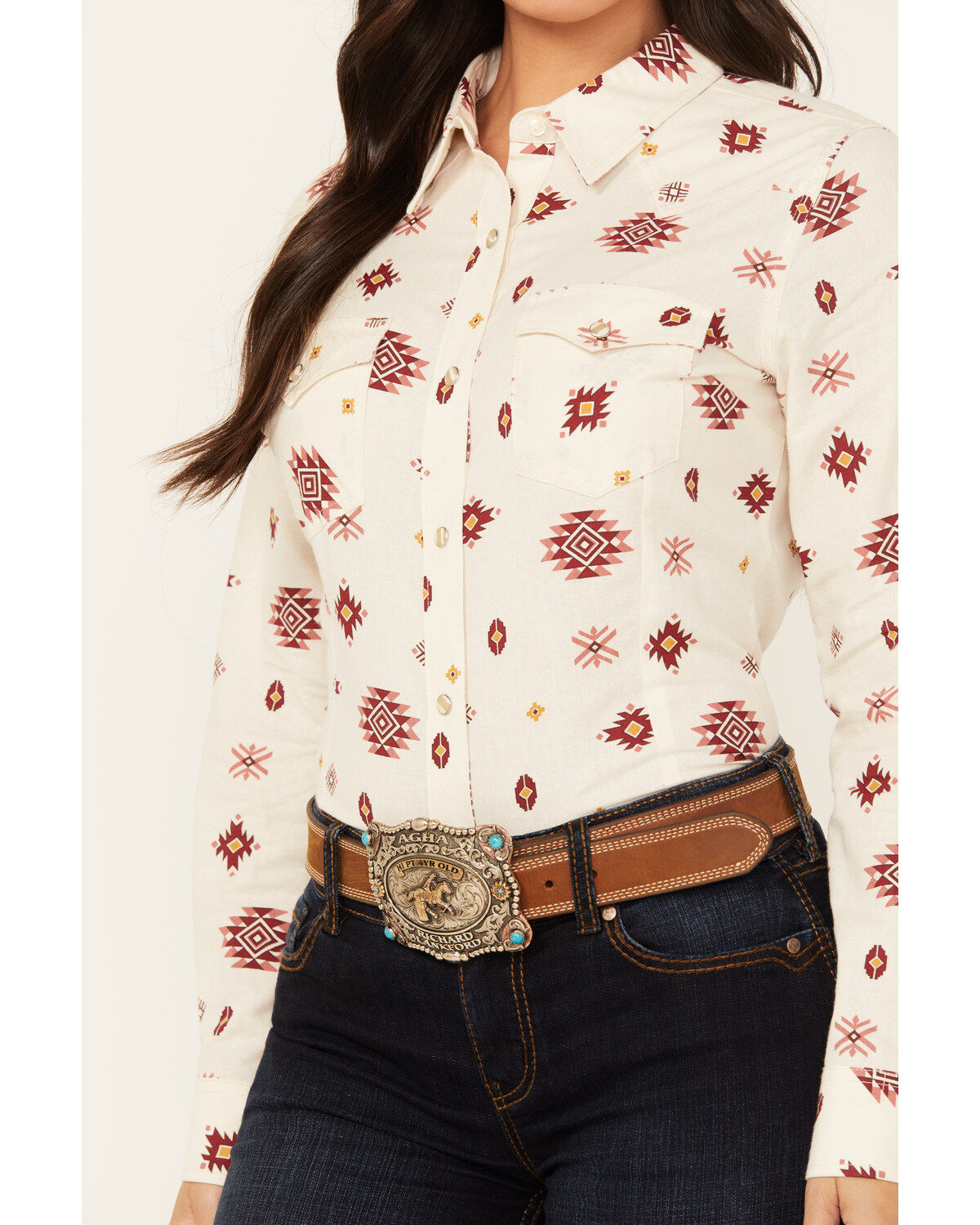 Wrangler Women's Boot Barn Exclusive Southwestern Print Long Sleeve Snap Flannel Shirt