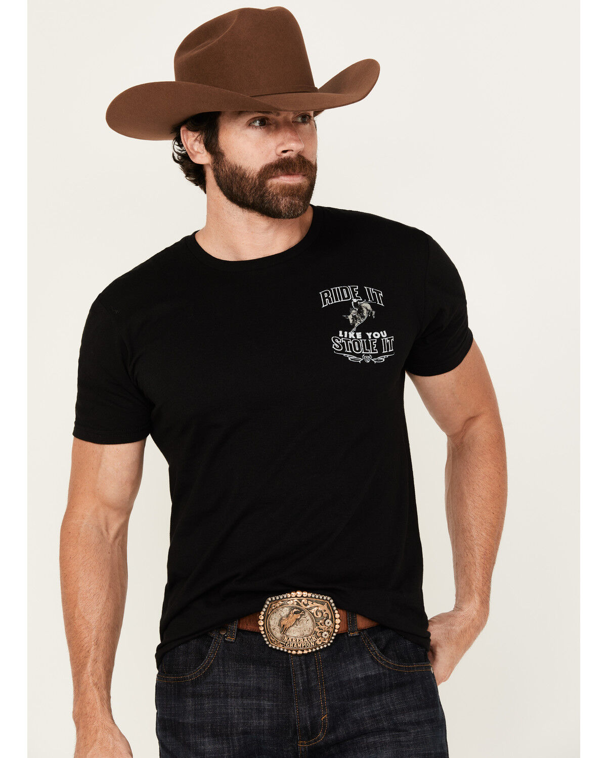 Cowboy Hardware Men's Ride It Like You Stole It Short Sleeve Graphic T-Shirt