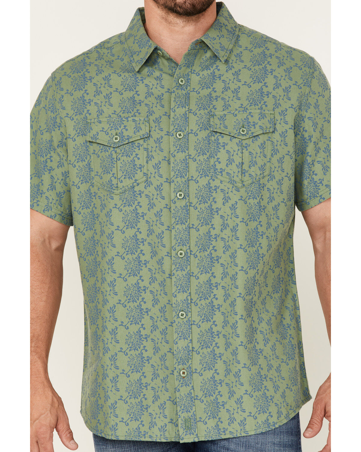 Brothers and Sons Men's Floral Print Short Sleeve Button-Down Western Shirt