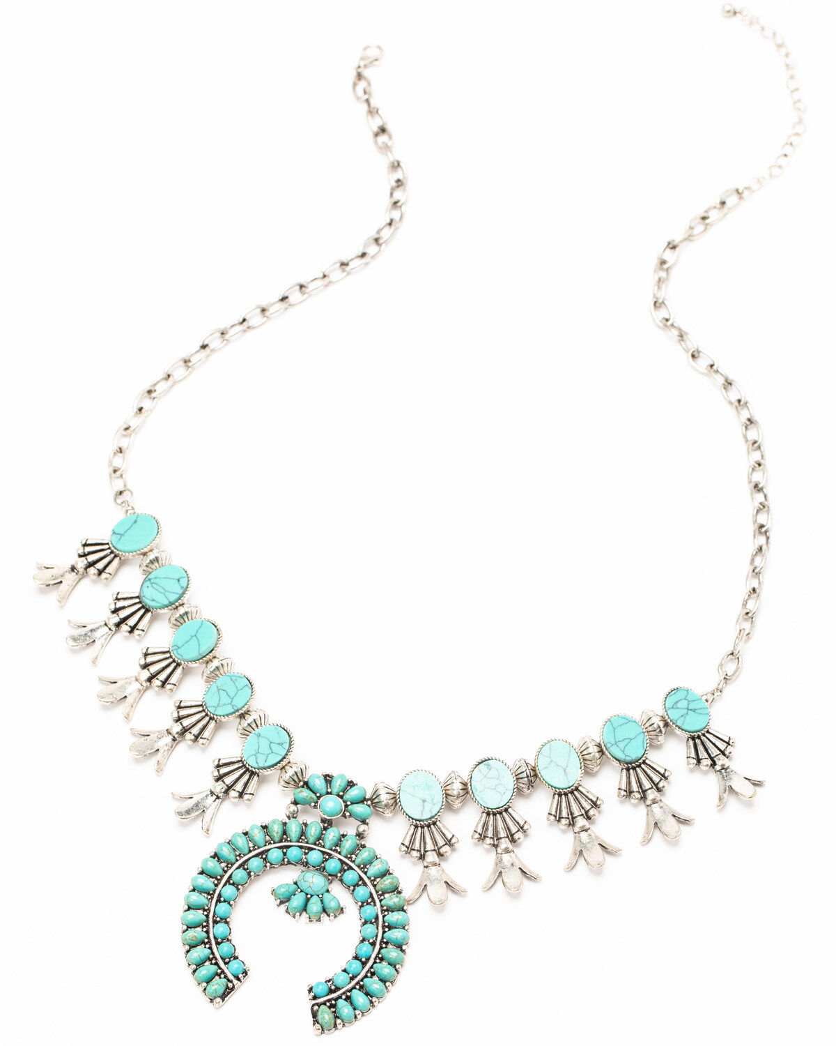 Shyanne Women's Matrix Turquoise Squash Blossom Statement Necklace
