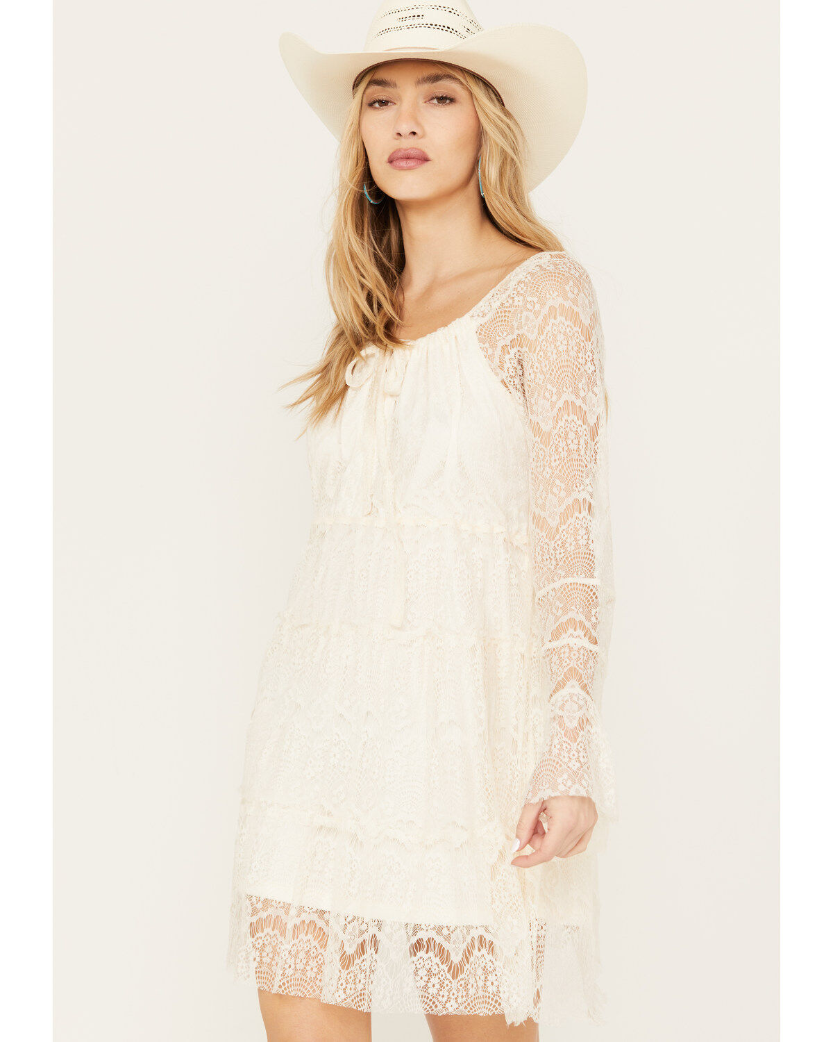 Scully Women's Allover Lace Tier Mini Dress