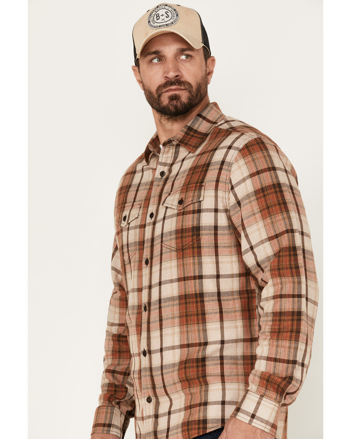 Brothers and Sons Men's Plaid Print Long Sleeve Button Down Flannel Shirt