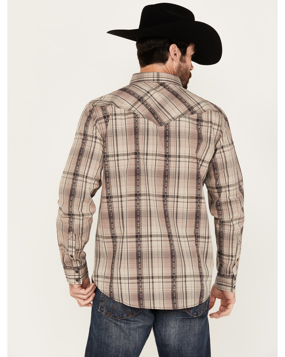 Moonshine Spirit Men's Load Plaid Print Long Sleeve Snap Western Shirt