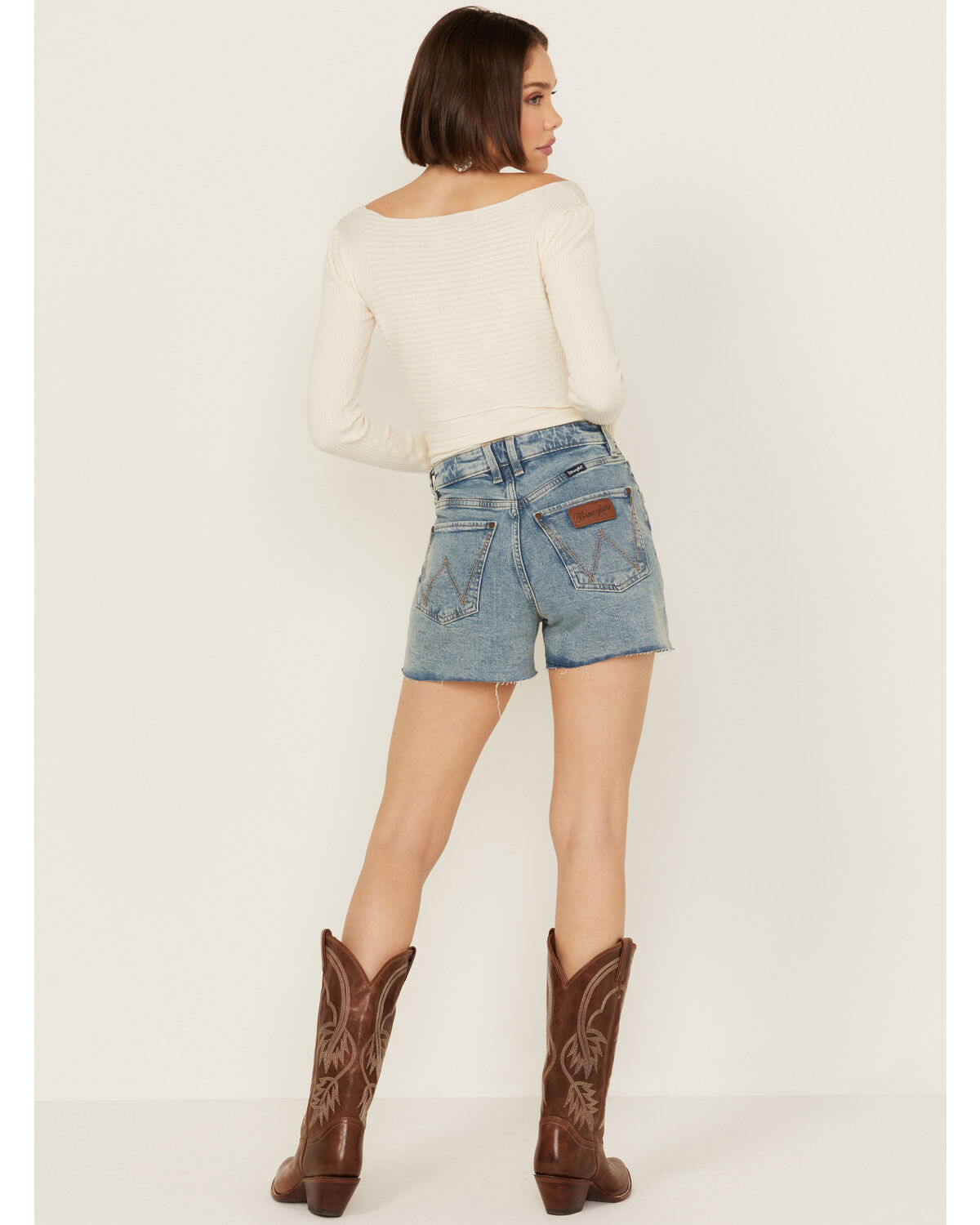 Wrangler Retro Women's Light Wash Bailey High Rise Cutoff Denim Shorts