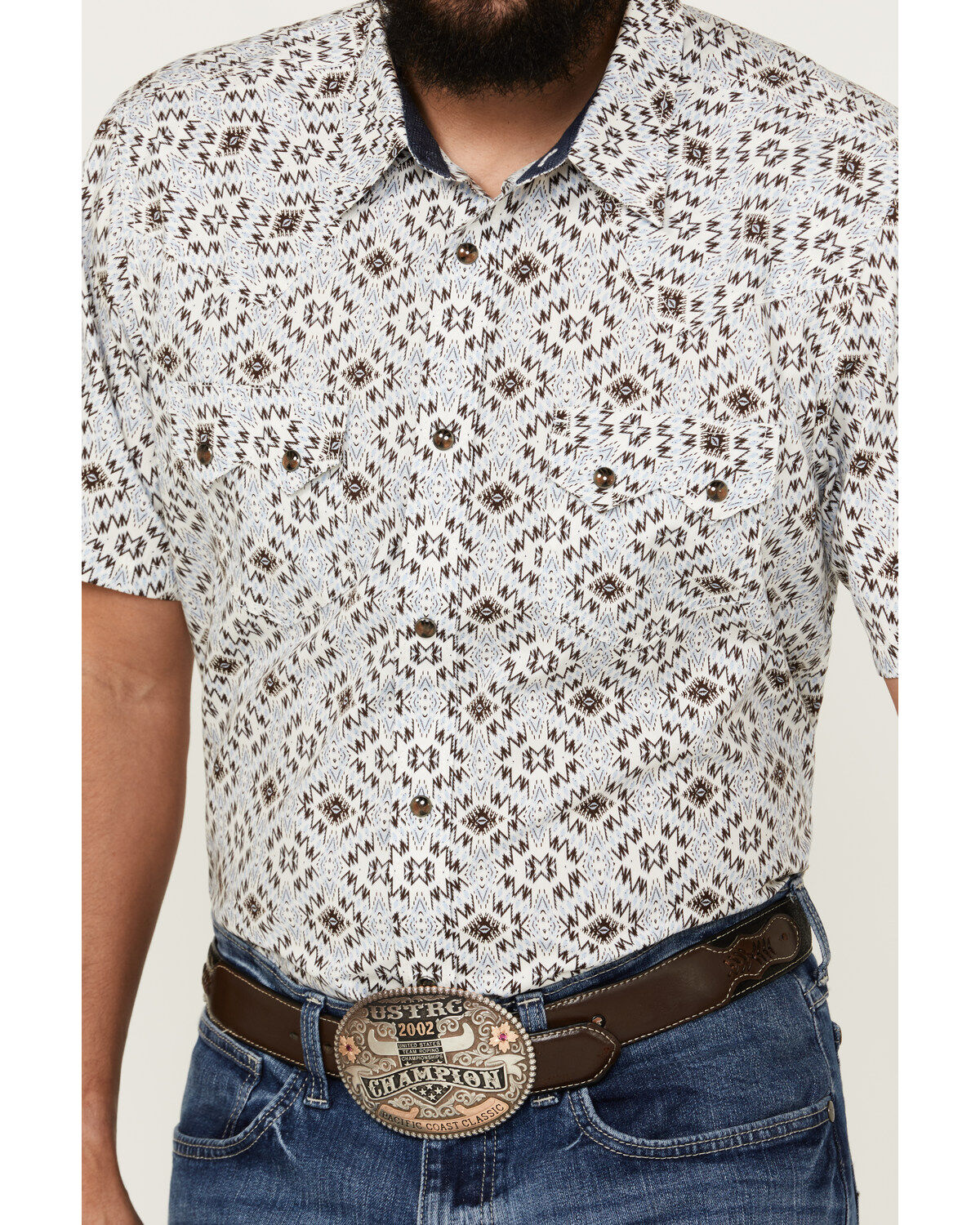 Cody James Men's High Plains Southwestern Print Short Sleeve Snap Western Shirt